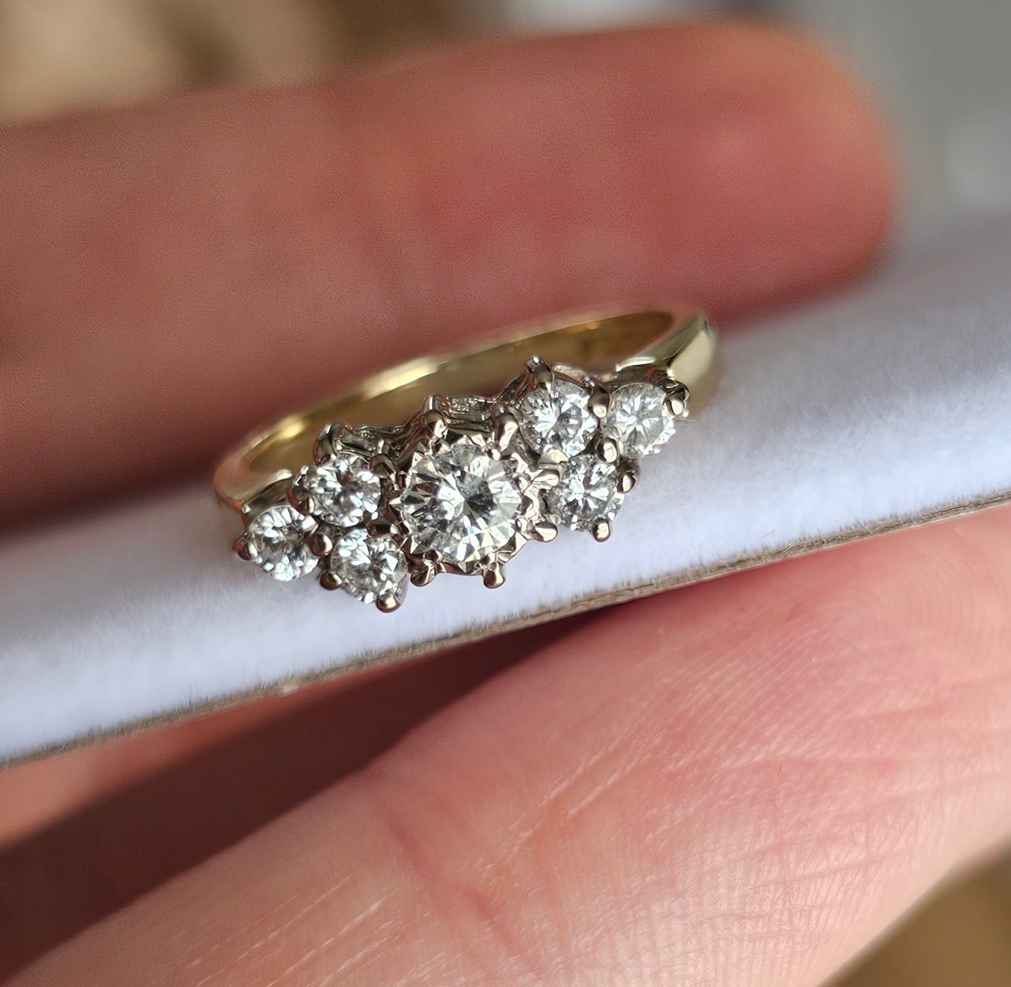 18ct Yellow Gold 0.50ct Natural Diamond Cluster Ring – Size J