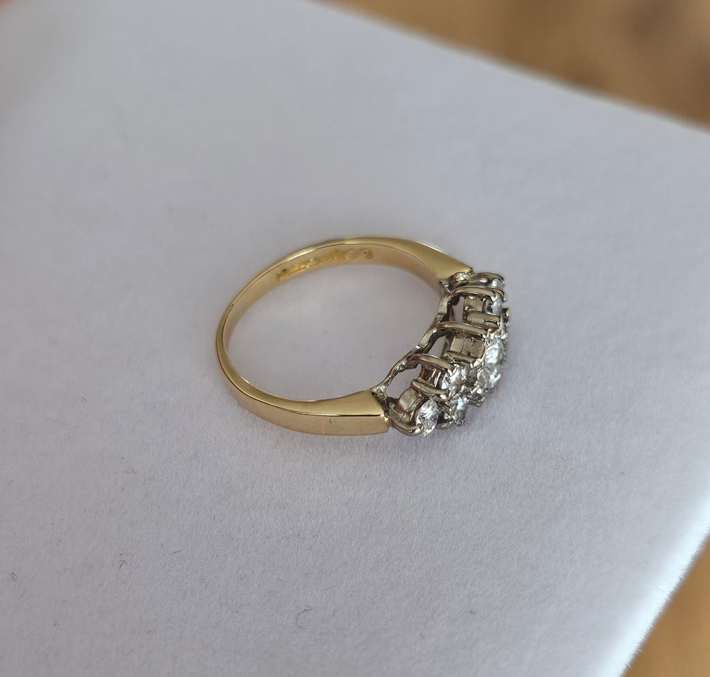 18ct Yellow Gold 0.50ct Natural Diamond Cluster Ring – Size J