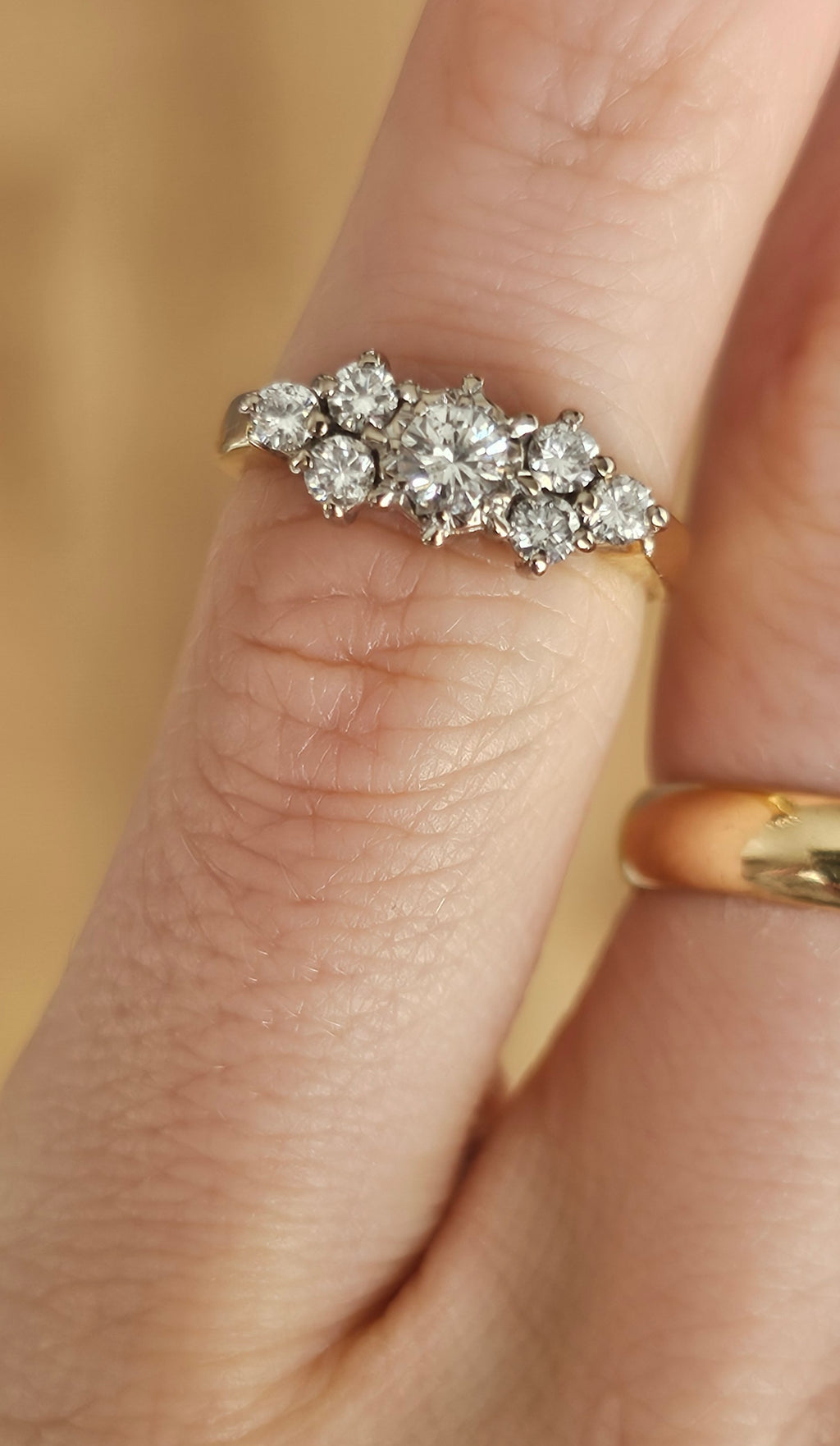 18ct Yellow Gold 0.50ct Natural Diamond Cluster Ring – Size J