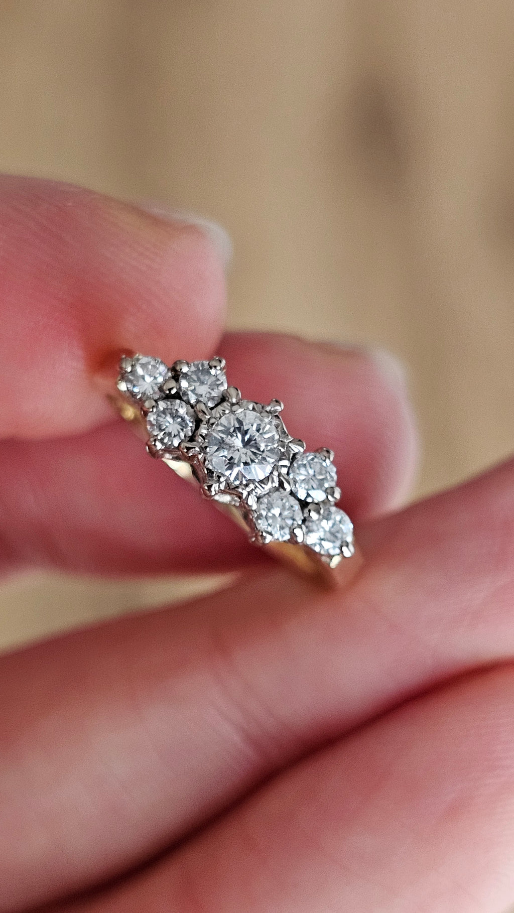 18ct Yellow Gold 0.50ct Natural Diamond Cluster Ring – Size J