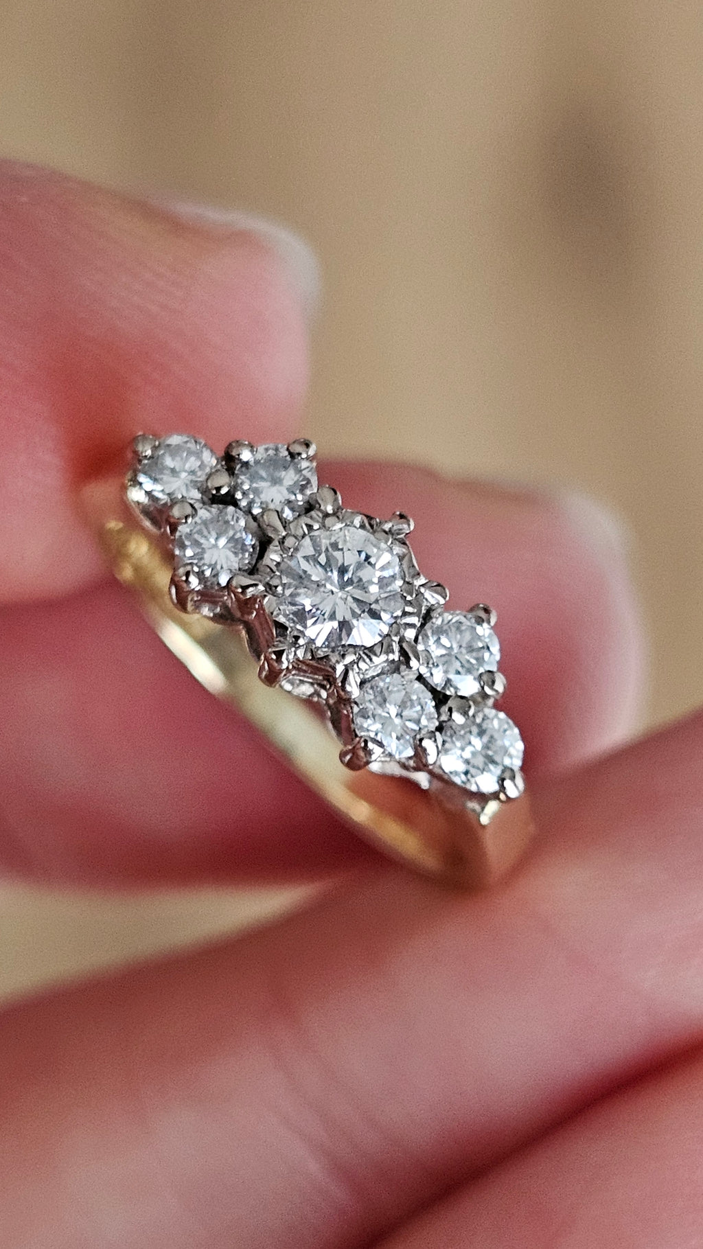 18ct Yellow Gold 0.50ct Natural Diamond Cluster Ring – Size J