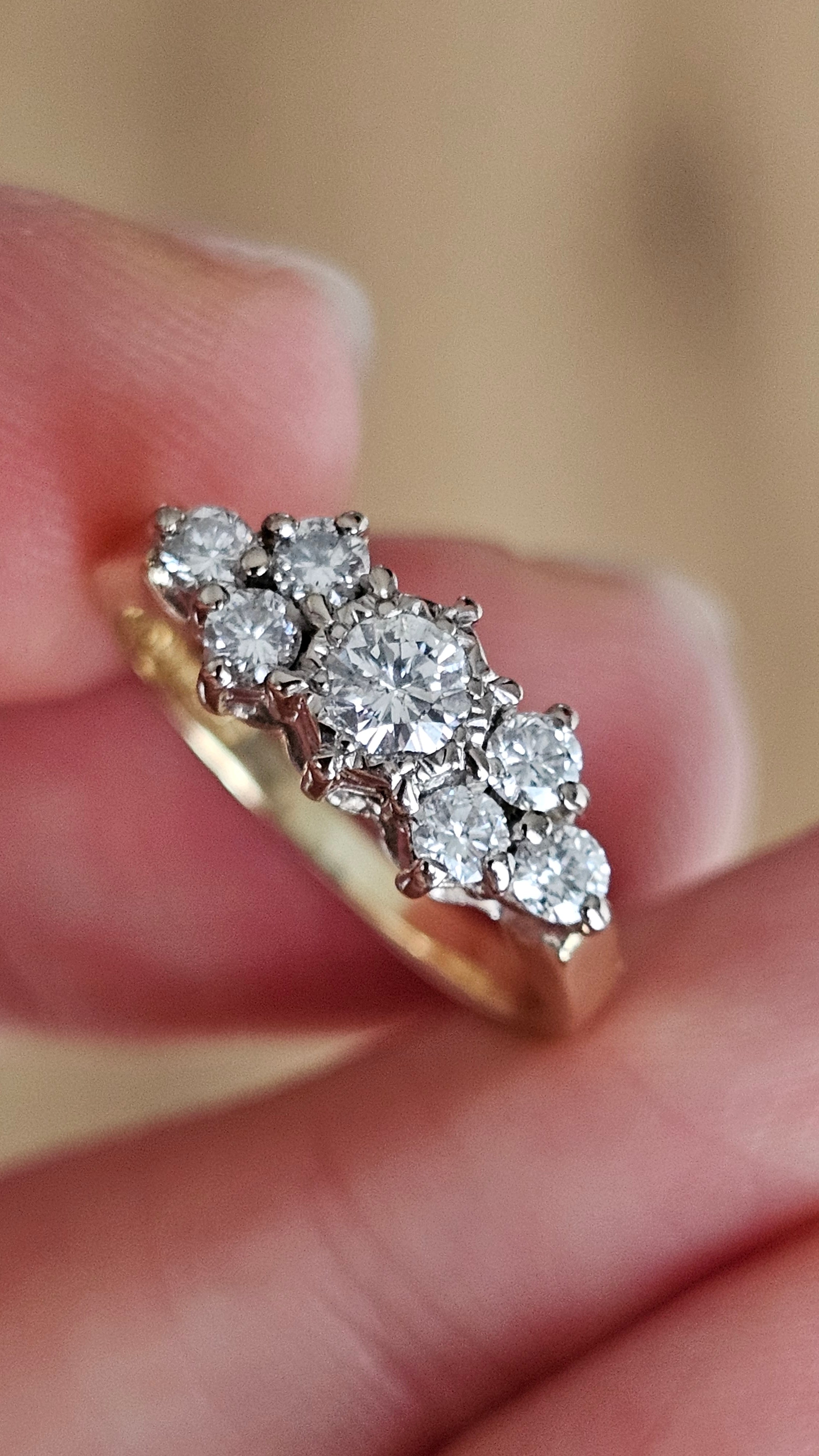 18ct Yellow Gold 0.50ct Natural Diamond Cluster Ring – Size J