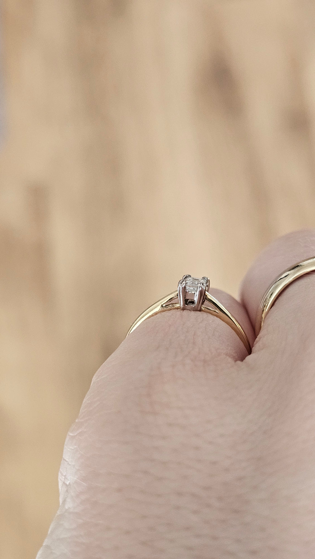 18ct Gold Natural Emerald-Cut Diamond Solitaire Ring (0.26ct, F/SI1) - Size L½