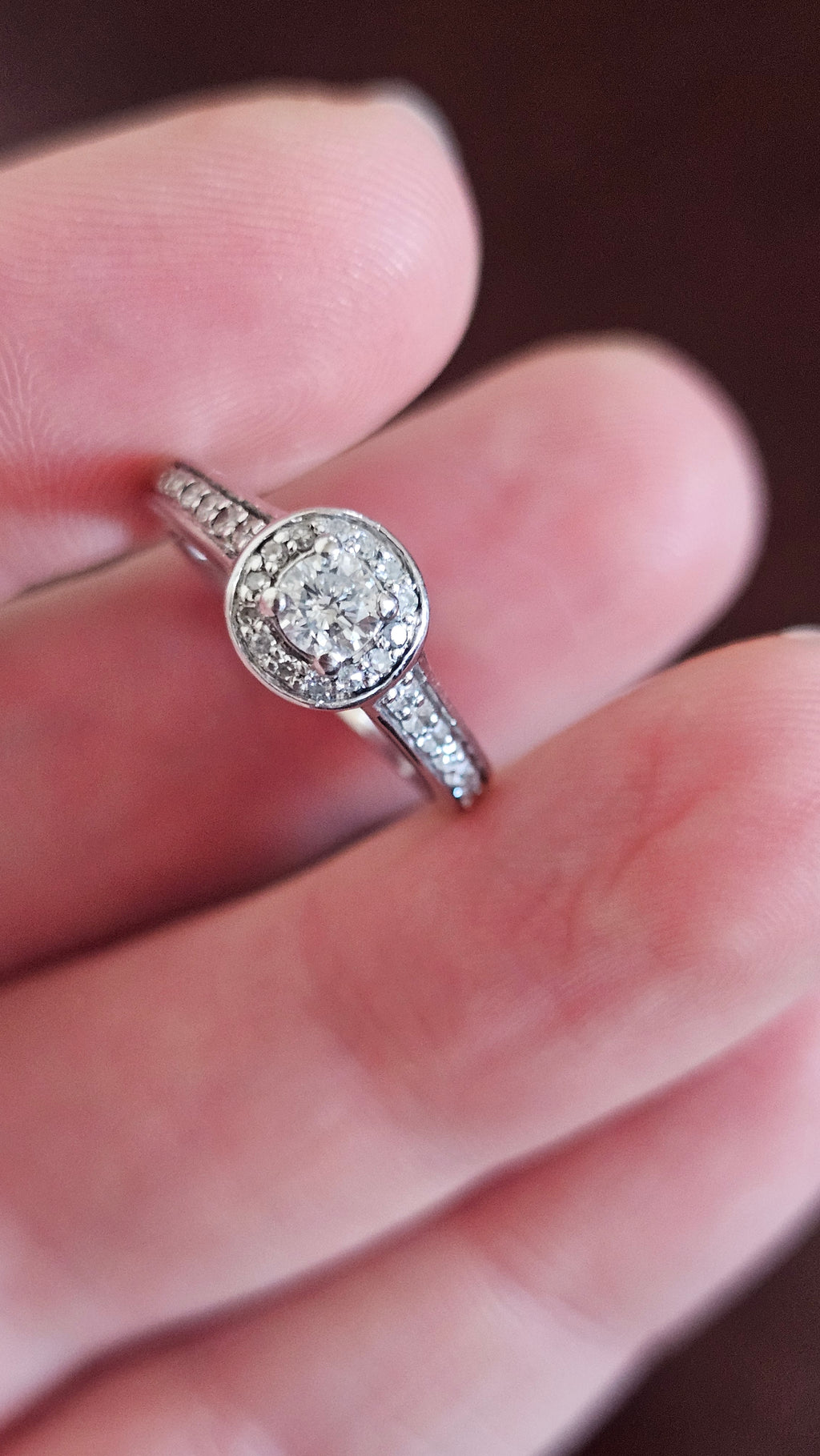 Ernest Jones 950 Platinum 0.50ct Natural Diamond Halo Engagement Ring - Size K