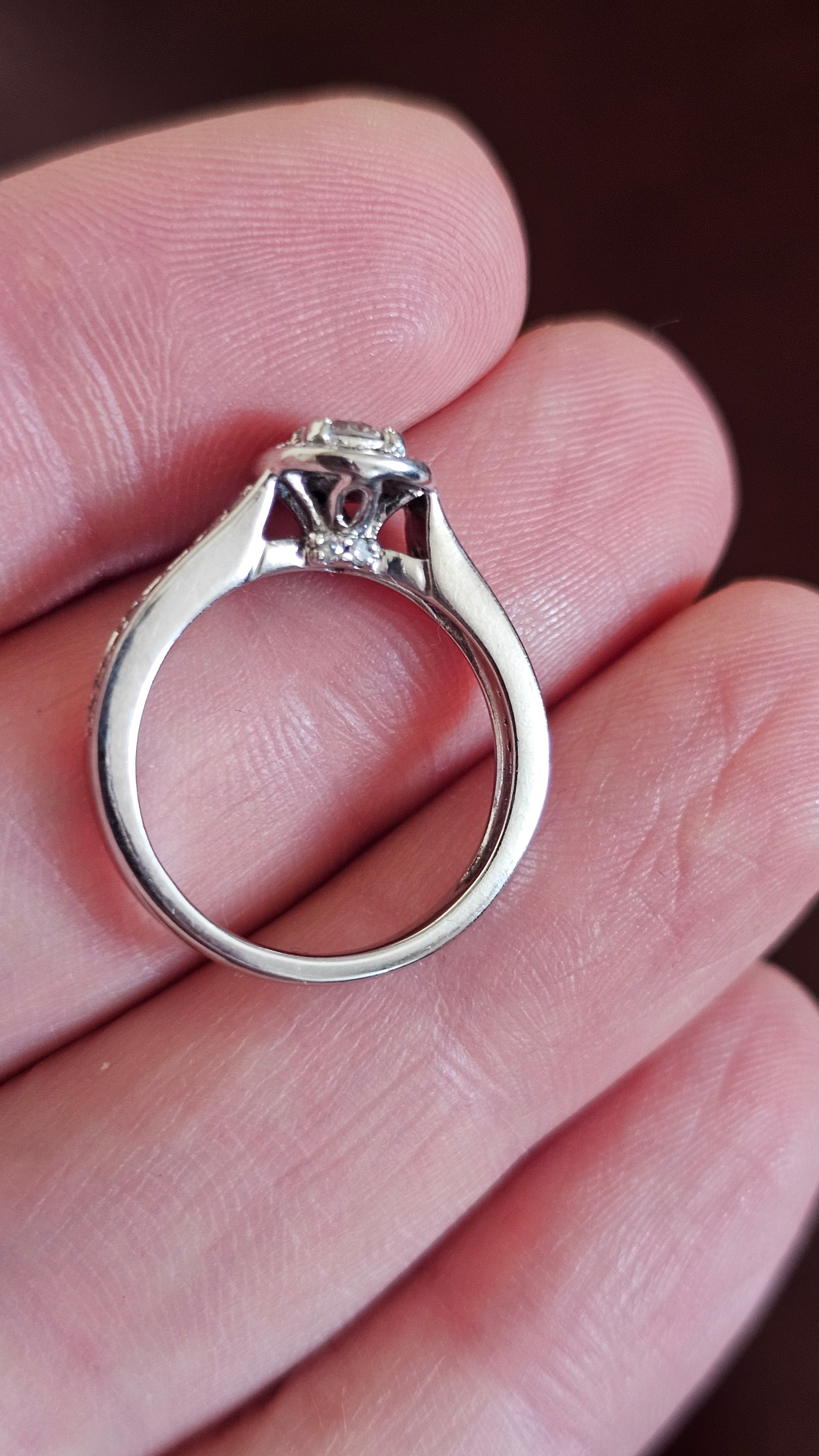 Ernest Jones 950 Platinum 0.50ct Natural Diamond Halo Engagement Ring - Size K