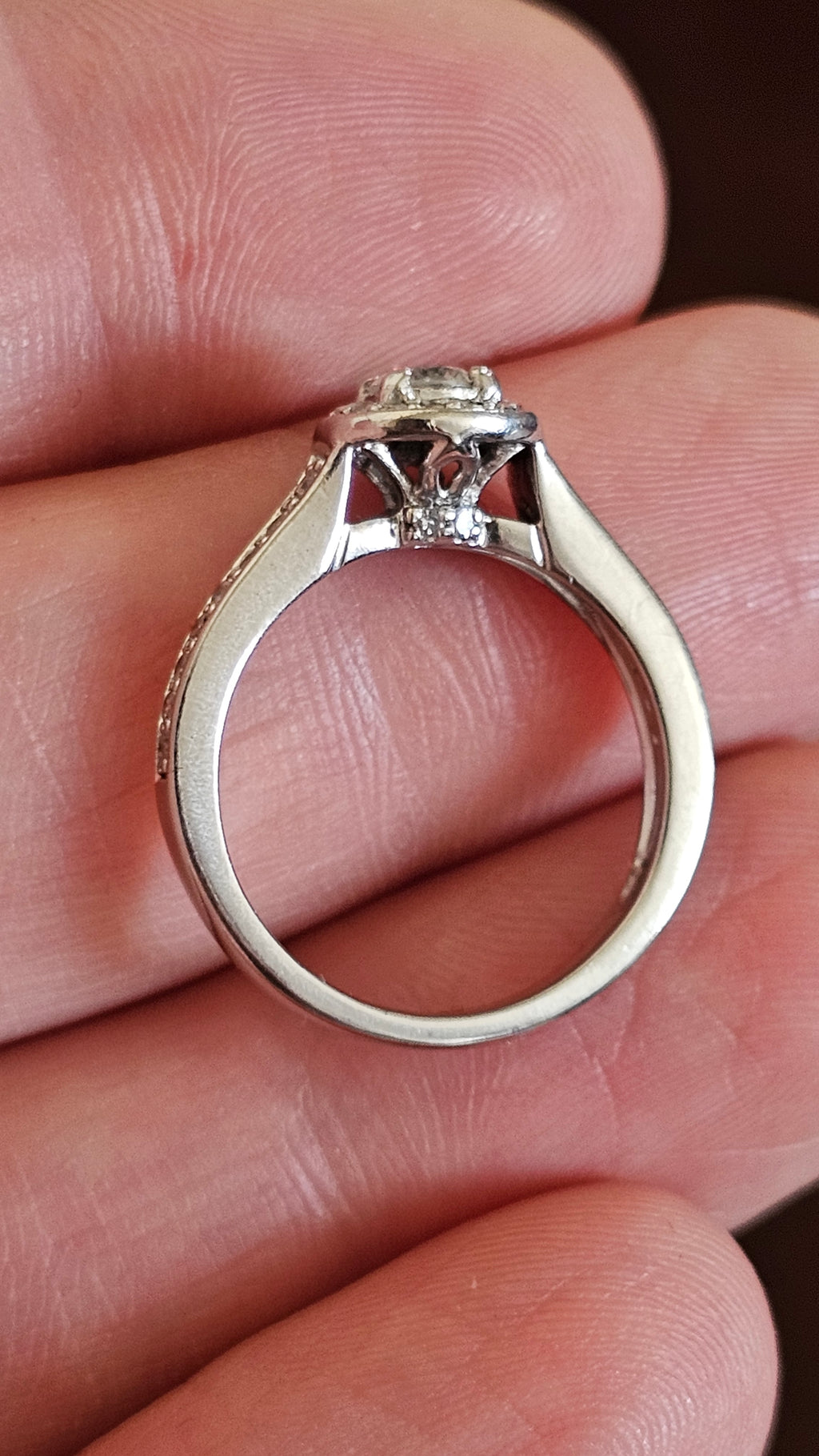 Ernest Jones 950 Platinum 0.50ct Natural Diamond Halo Engagement Ring - Size K