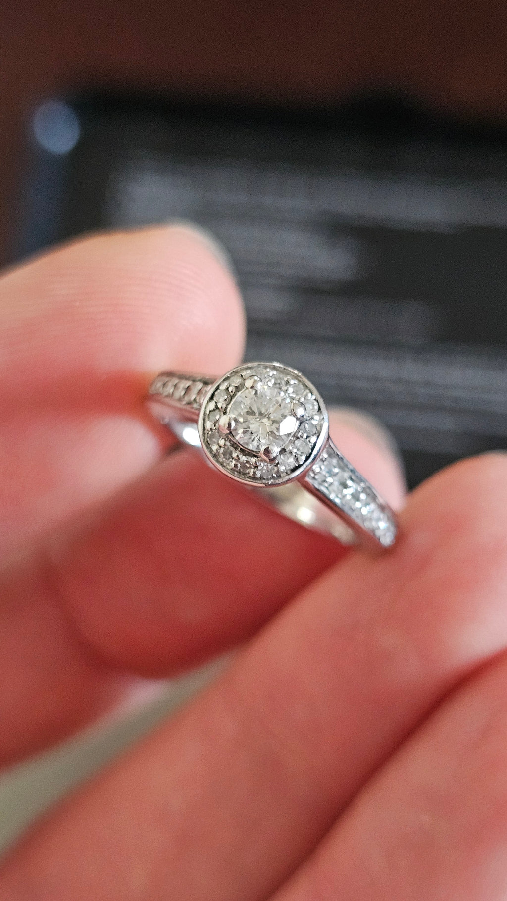 Ernest Jones 950 Platinum 0.50ct Natural Diamond Halo Engagement Ring - Size K