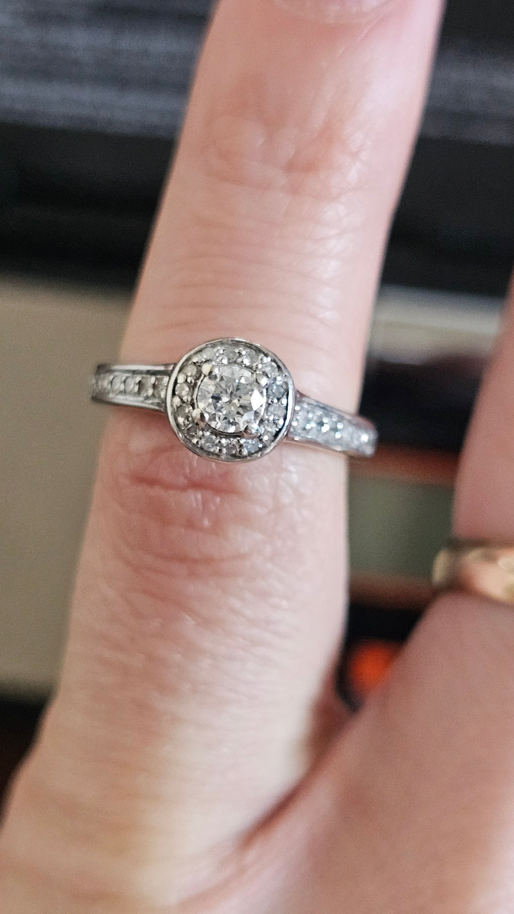 Ernest Jones 950 Platinum 0.50ct Natural Diamond Halo Engagement Ring - Size K