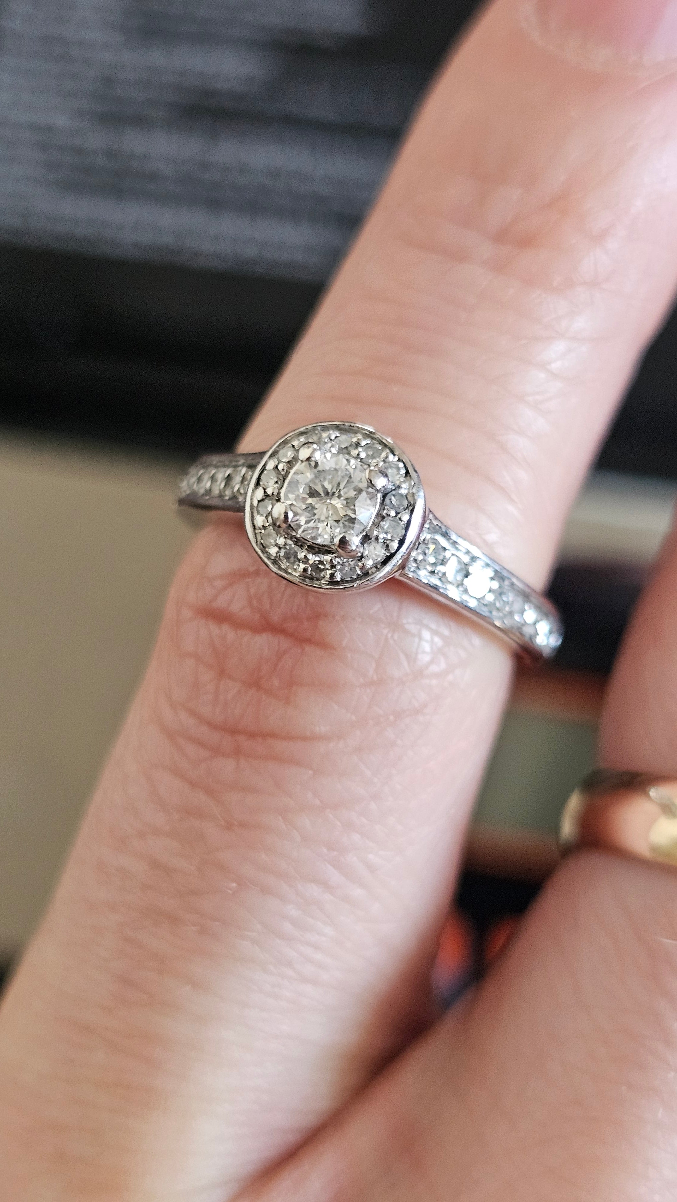 Ernest Jones 950 Platinum 0.50ct Natural Diamond Halo Engagement Ring - Size K