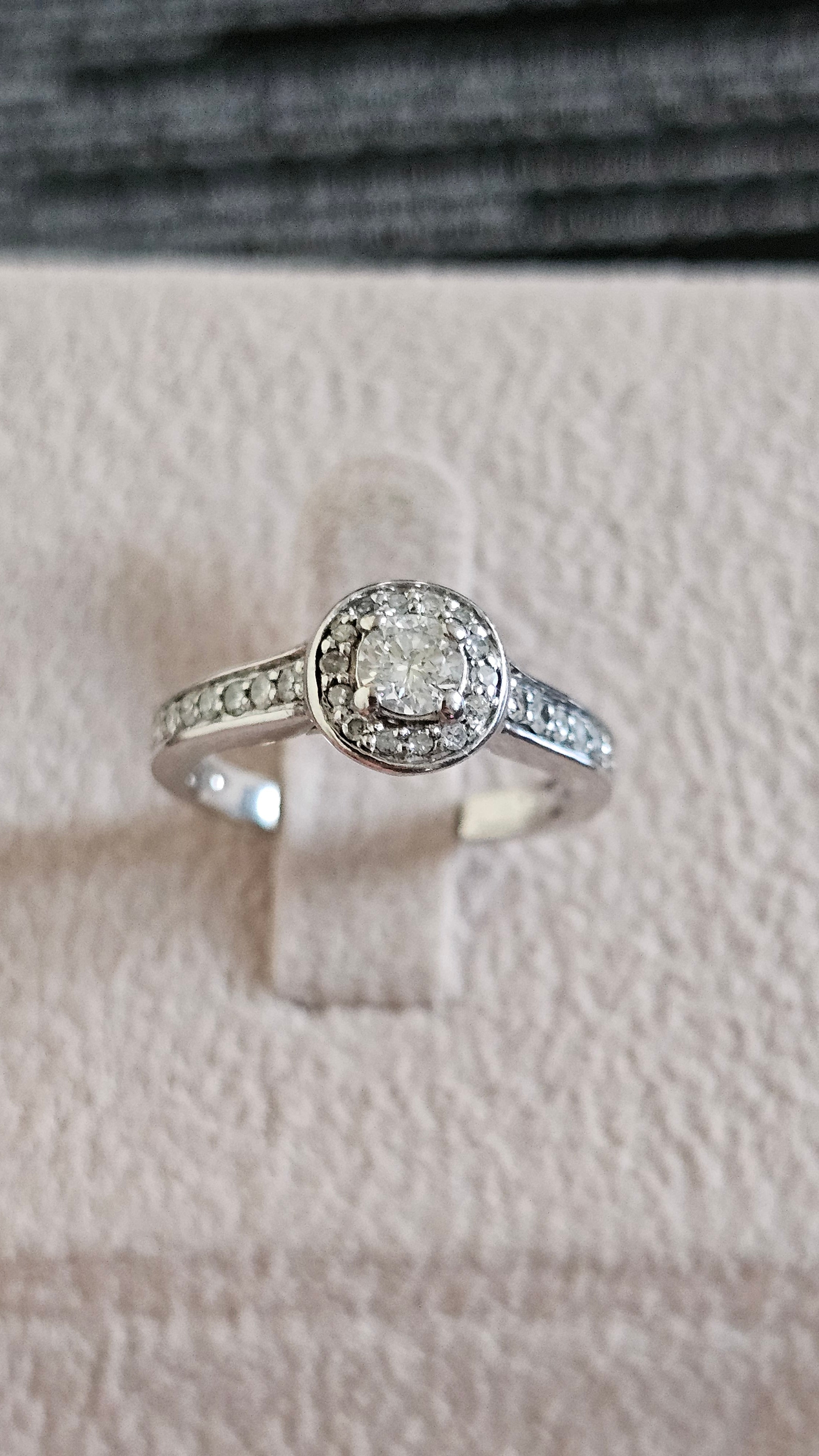 Ernest Jones 950 Platinum 0.50ct Natural Diamond Halo Engagement Ring - Size K
