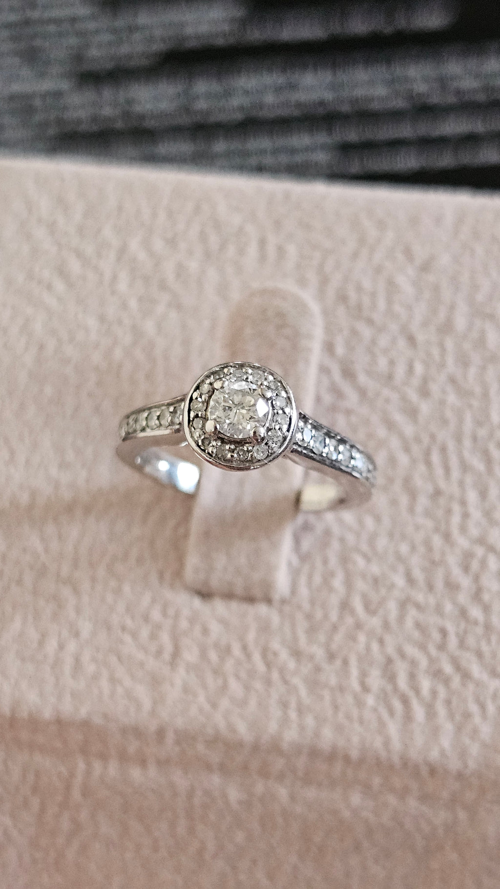 Ernest Jones 950 Platinum 0.50ct Natural Diamond Halo Engagement Ring - Size K