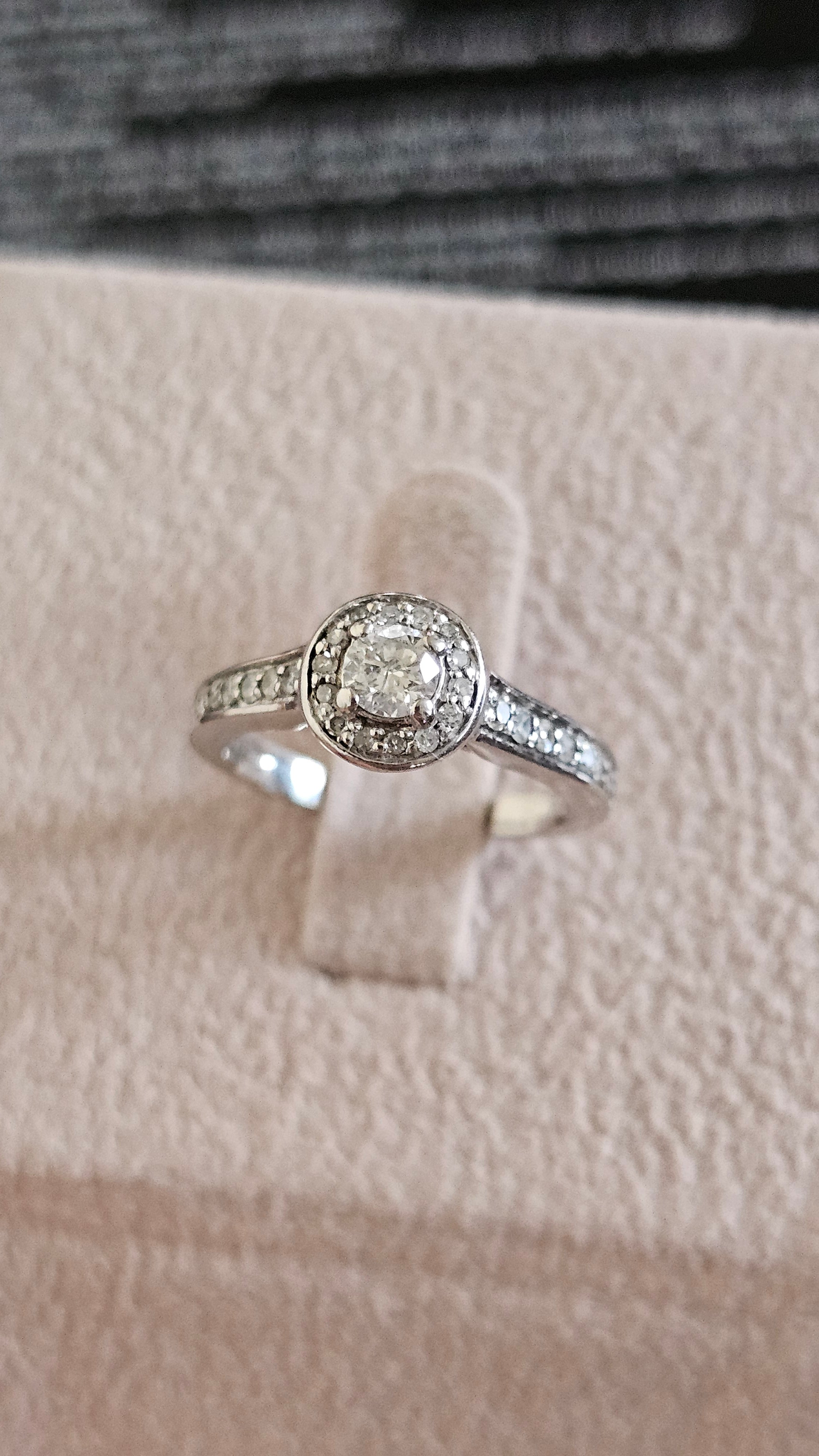 Ernest Jones 950 Platinum 0.50ct Natural Diamond Halo Engagement Ring - Size K