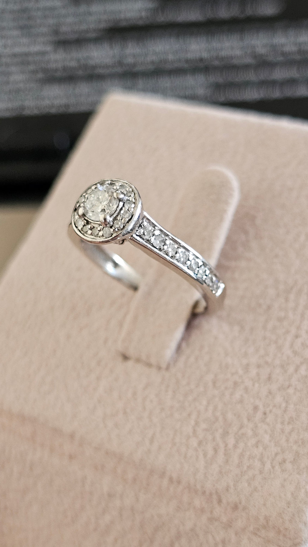 Ernest Jones 950 Platinum 0.50ct Natural Diamond Halo Engagement Ring - Size K