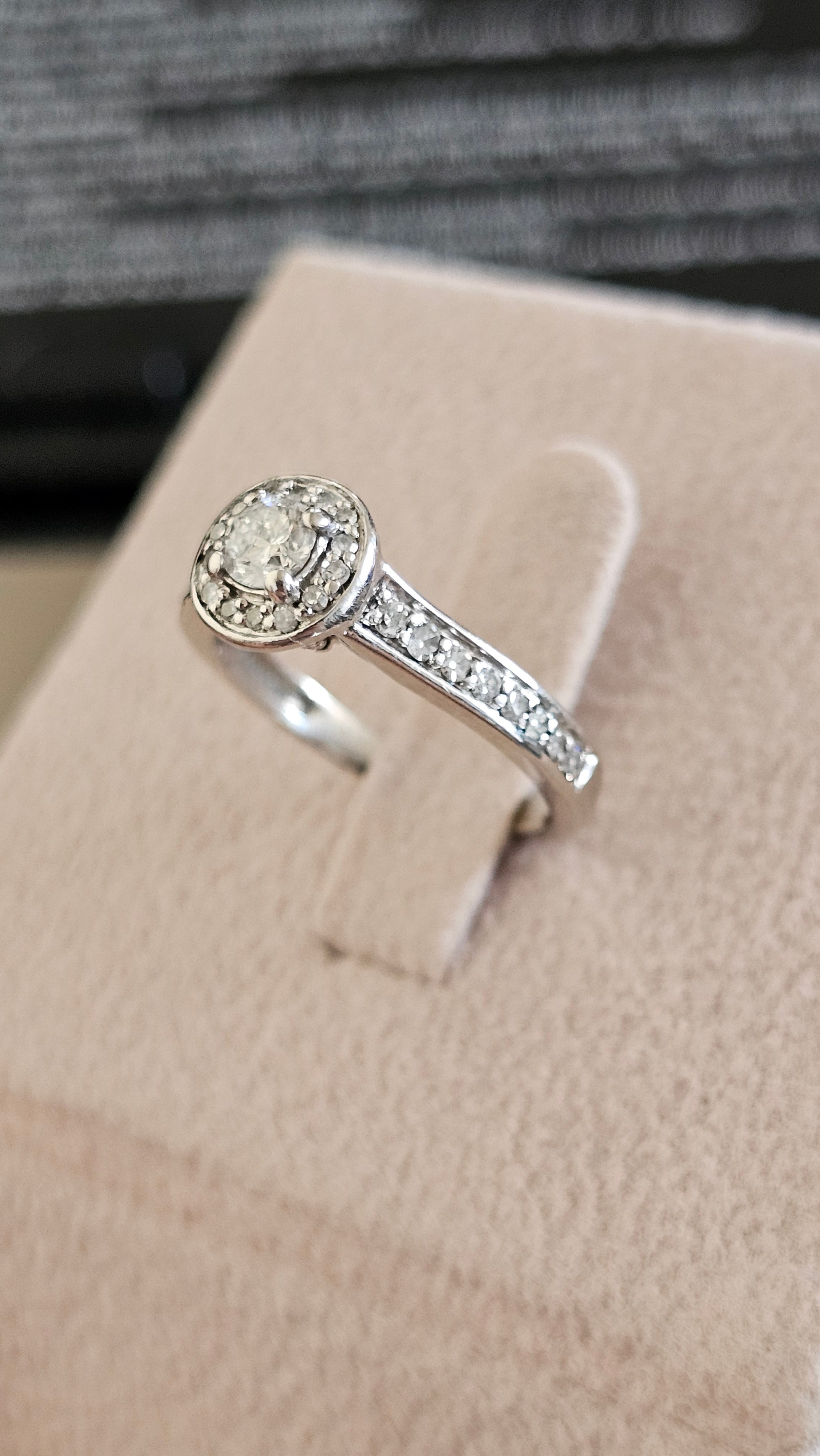 Ernest Jones 950 Platinum 0.50ct Natural Diamond Halo Engagement Ring - Size K