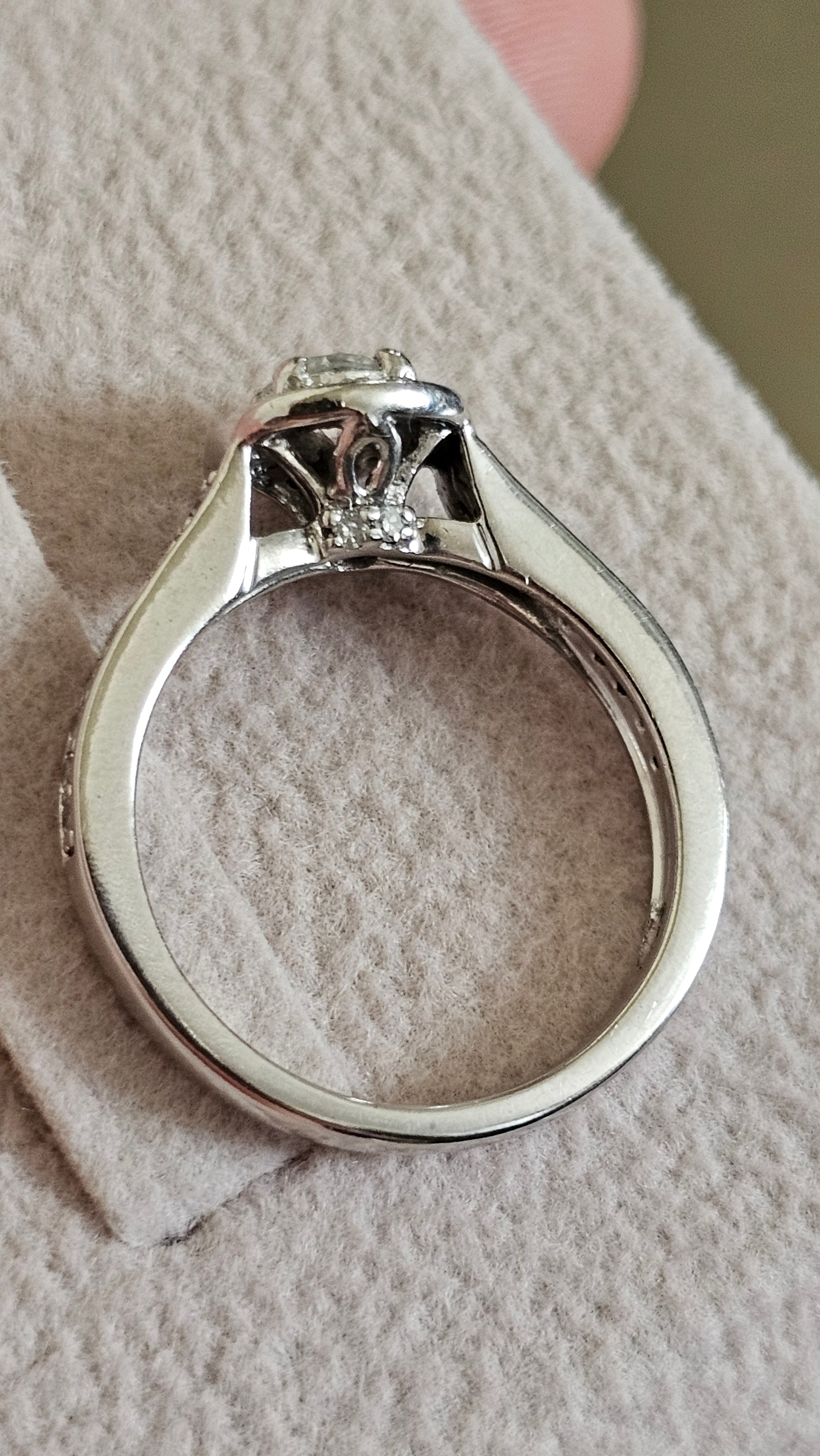 Ernest Jones 950 Platinum 0.50ct Natural Diamond Halo Engagement Ring - Size K