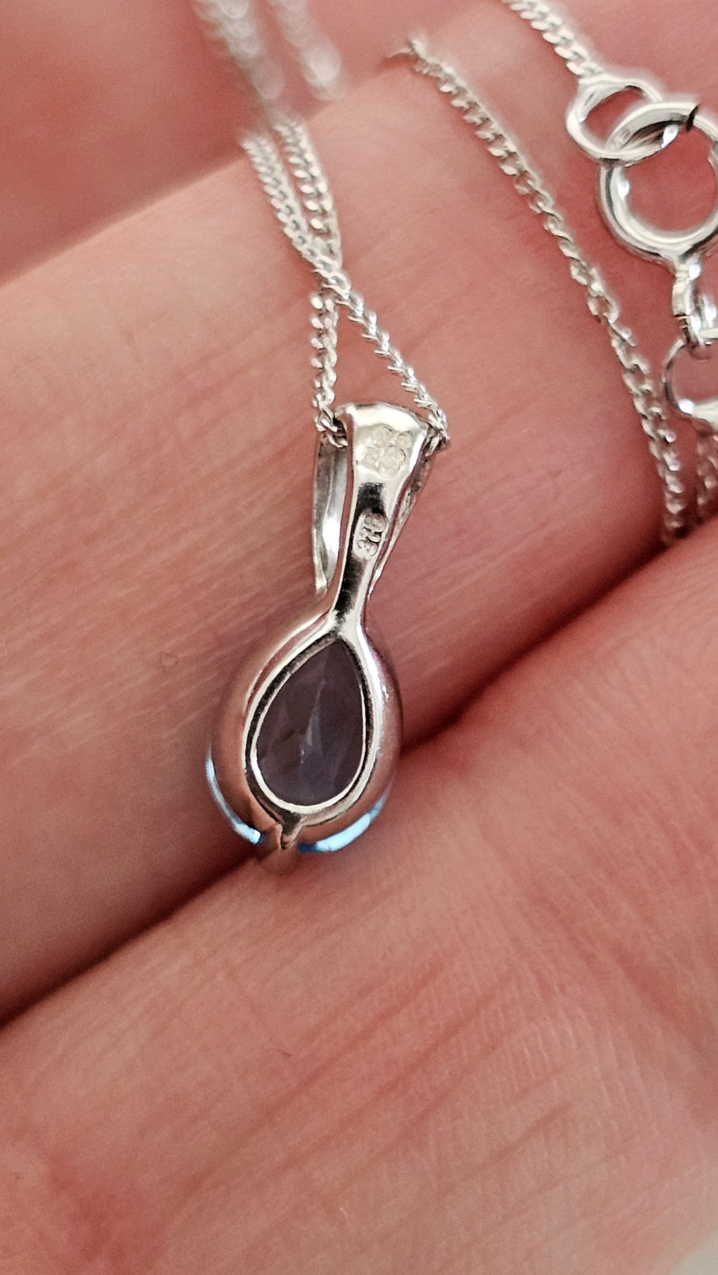 Elegant 9ct White Gold and Pear Cut Blue Topaz Jewellery Suite – Pendant & Earrings