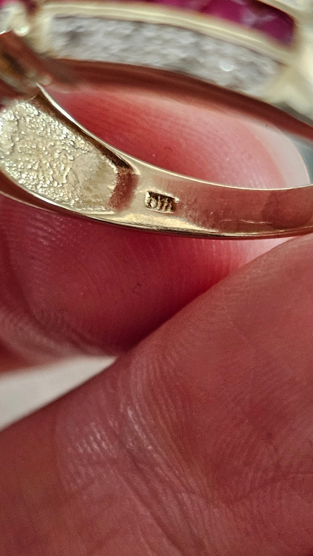 9ct Yellow Gold Ruby and Diamond Ring , size N , 4.58 grams