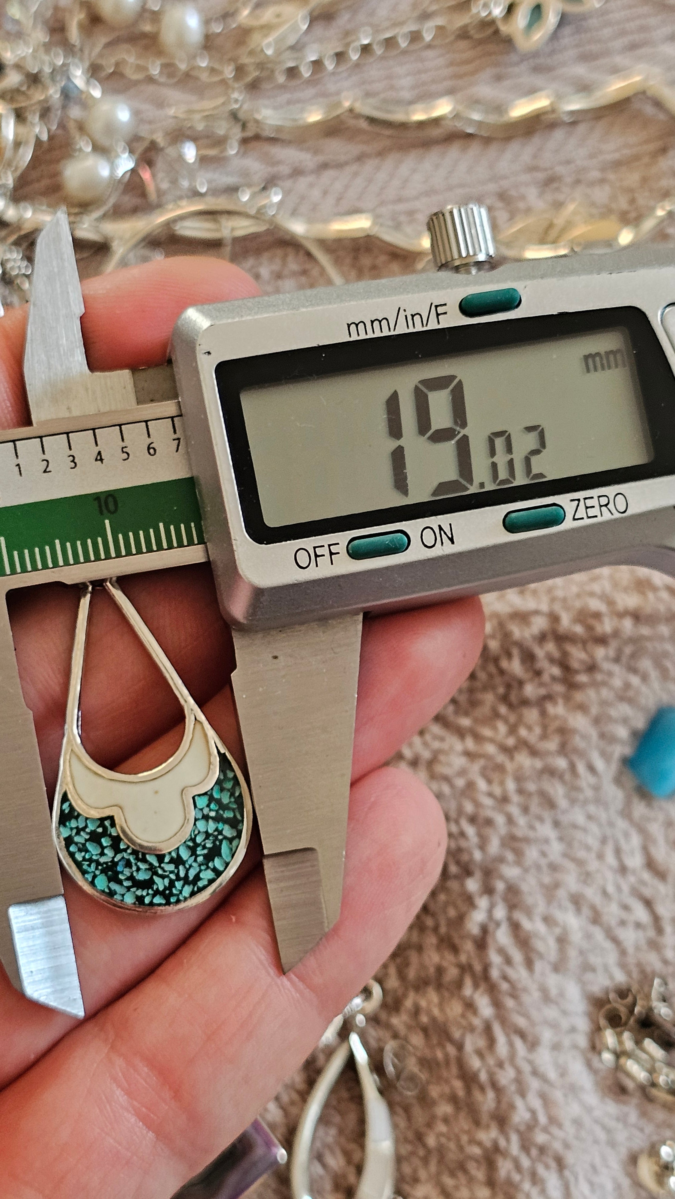 Vintage Taxco Sterling Silver and Turquoise Inlay Teardrop Dangle Earrings TR-58