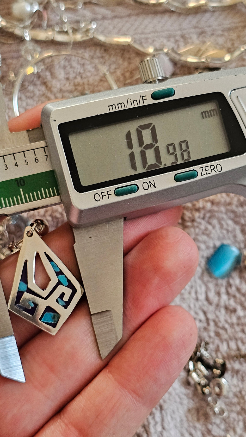 Vintage 925 Sterling Silver Geometric Turquoise Inlay Drop Earrings