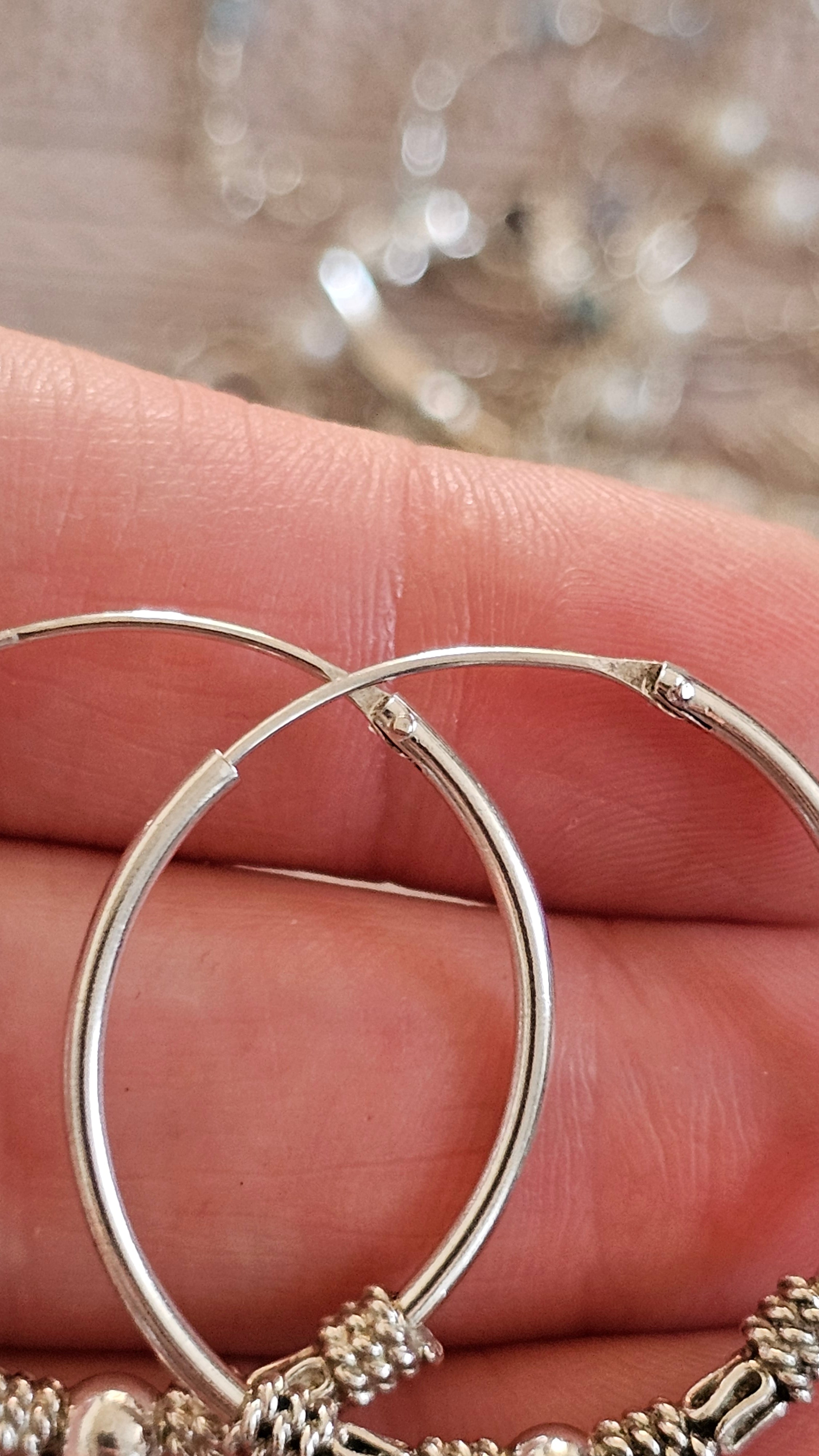 925 Sterling Silver Bali-Style Decorative Hoop Earrings – 34mm