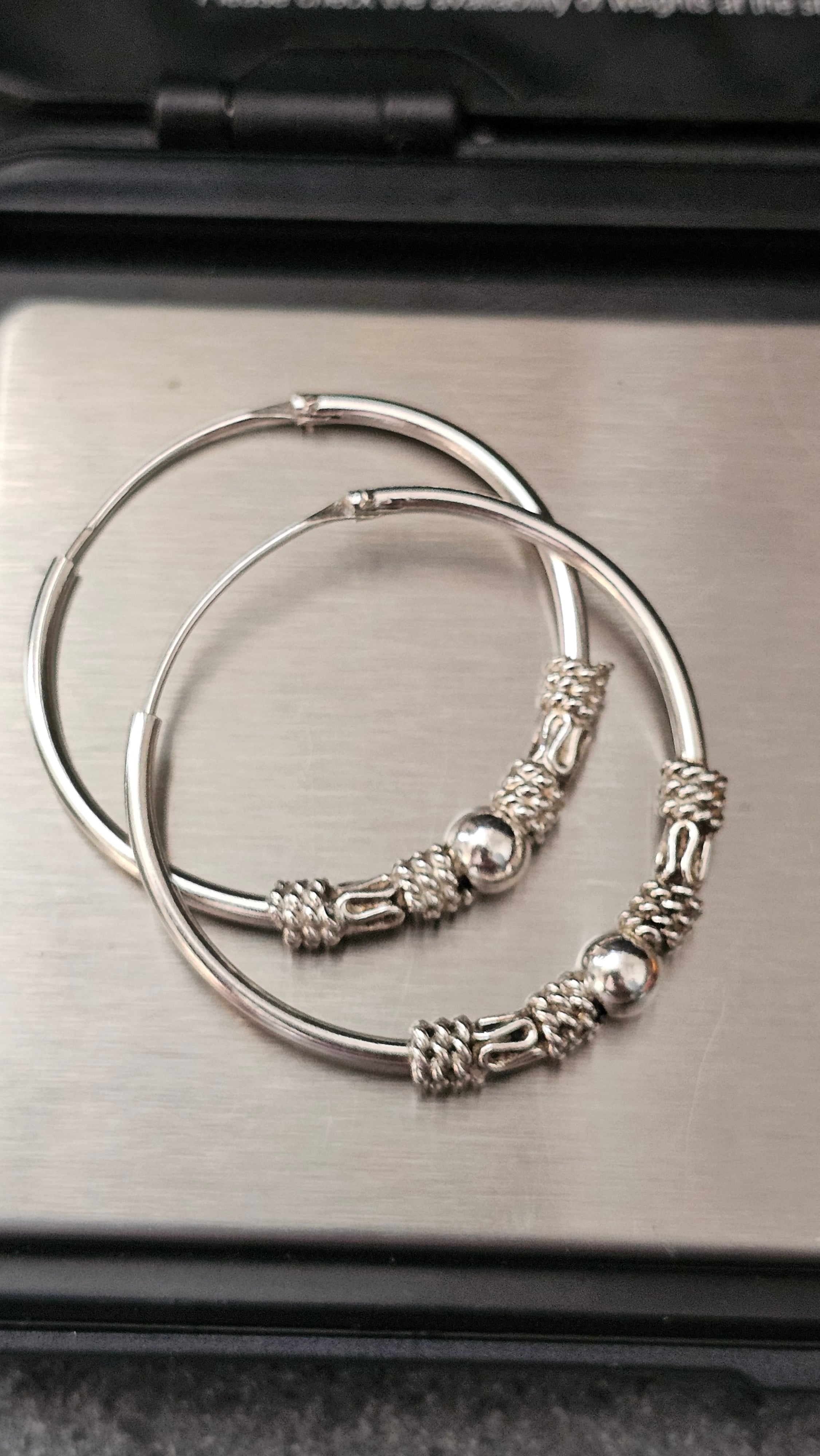 925 Sterling Silver Bali-Style Decorative Hoop Earrings – 34mm