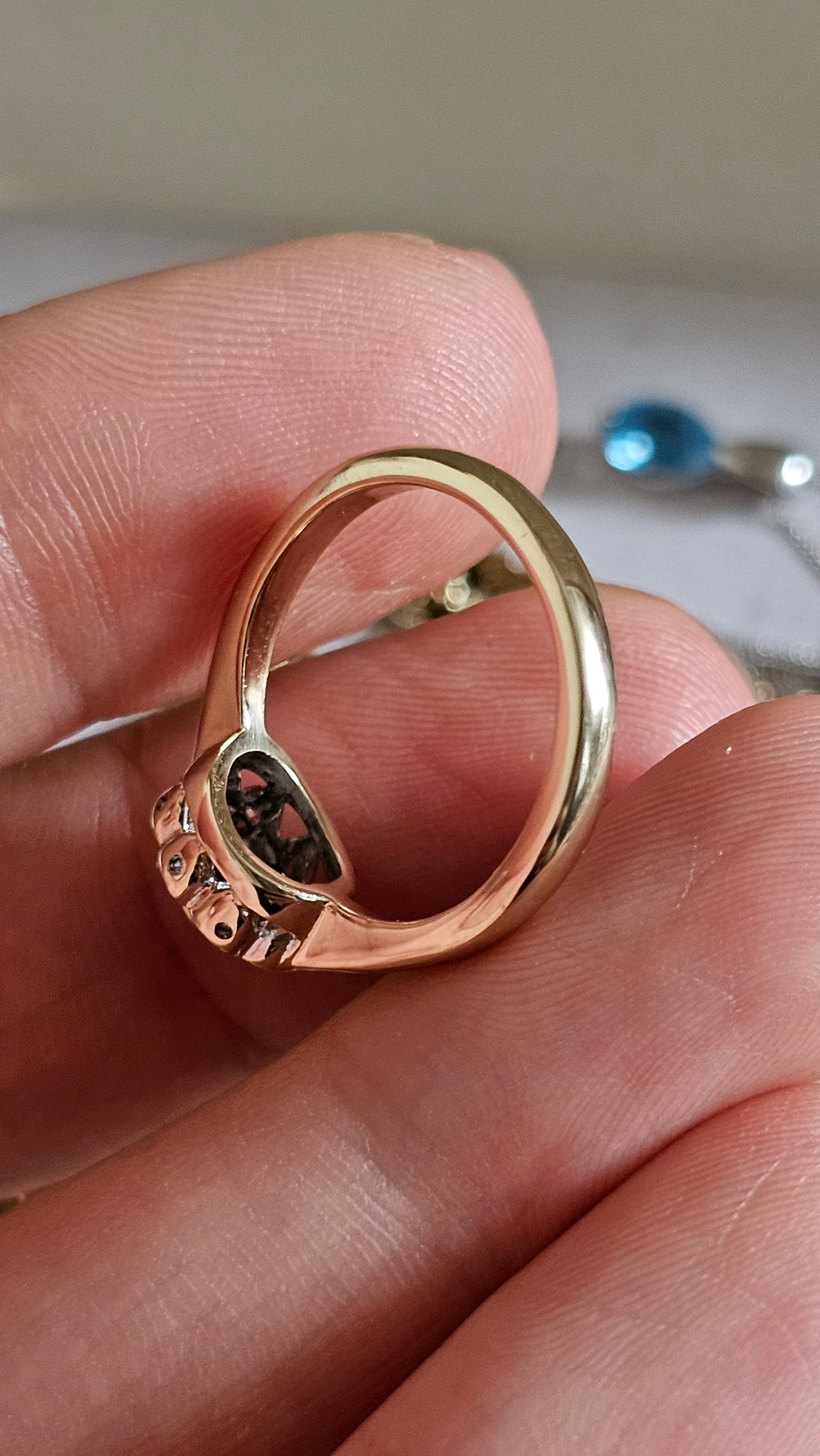 9ct Yellow Gold Natural Sapphire & Diamond Cluster Ring – Size N ½