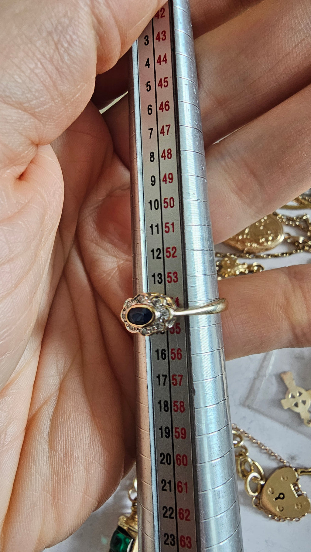 9ct Yellow Gold Natural Sapphire & Diamond Cluster Ring – Size N ½