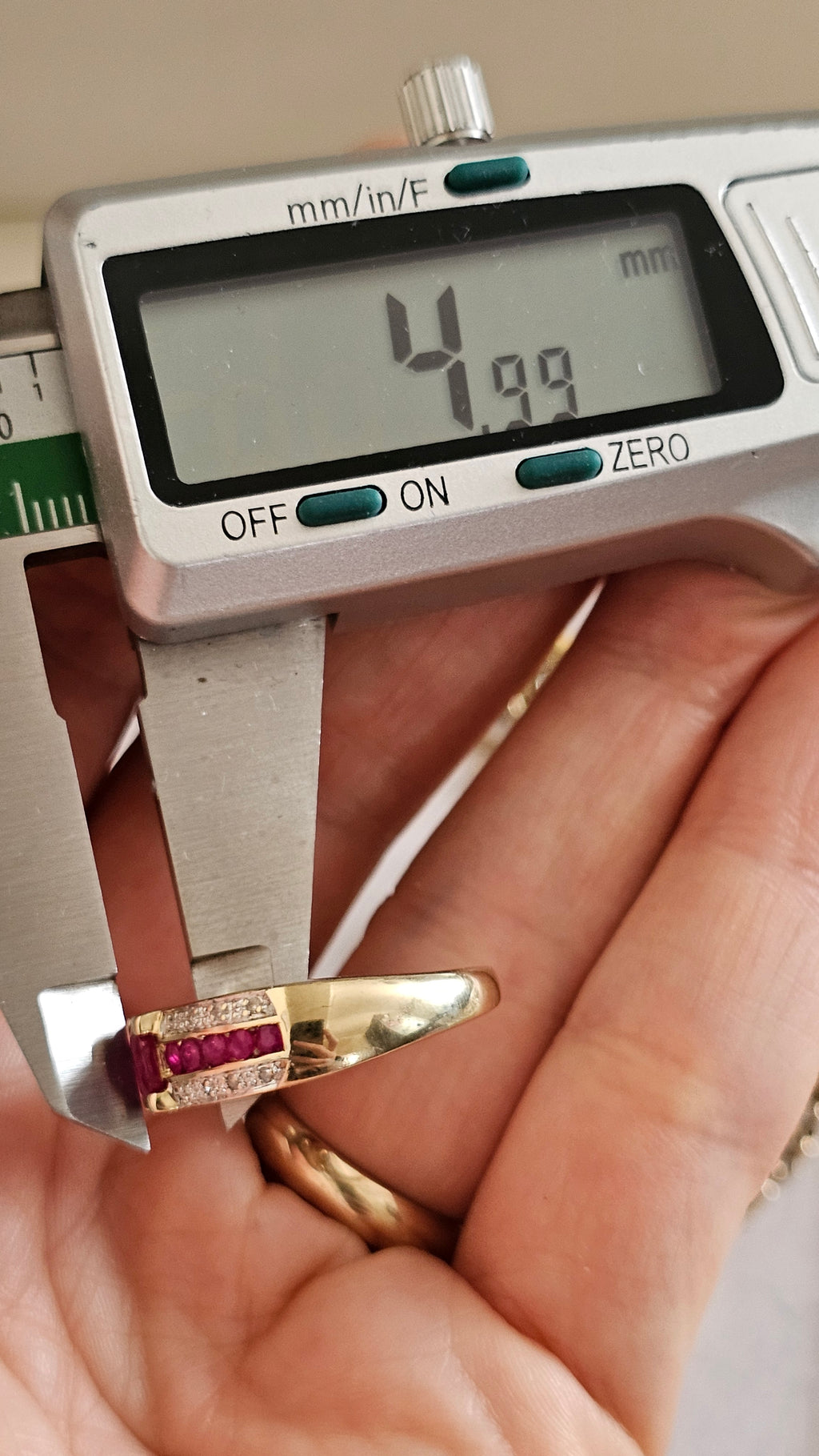 9ct Yellow Gold Ruby and Diamond Ring , size R 1/2  , 4.78 grams