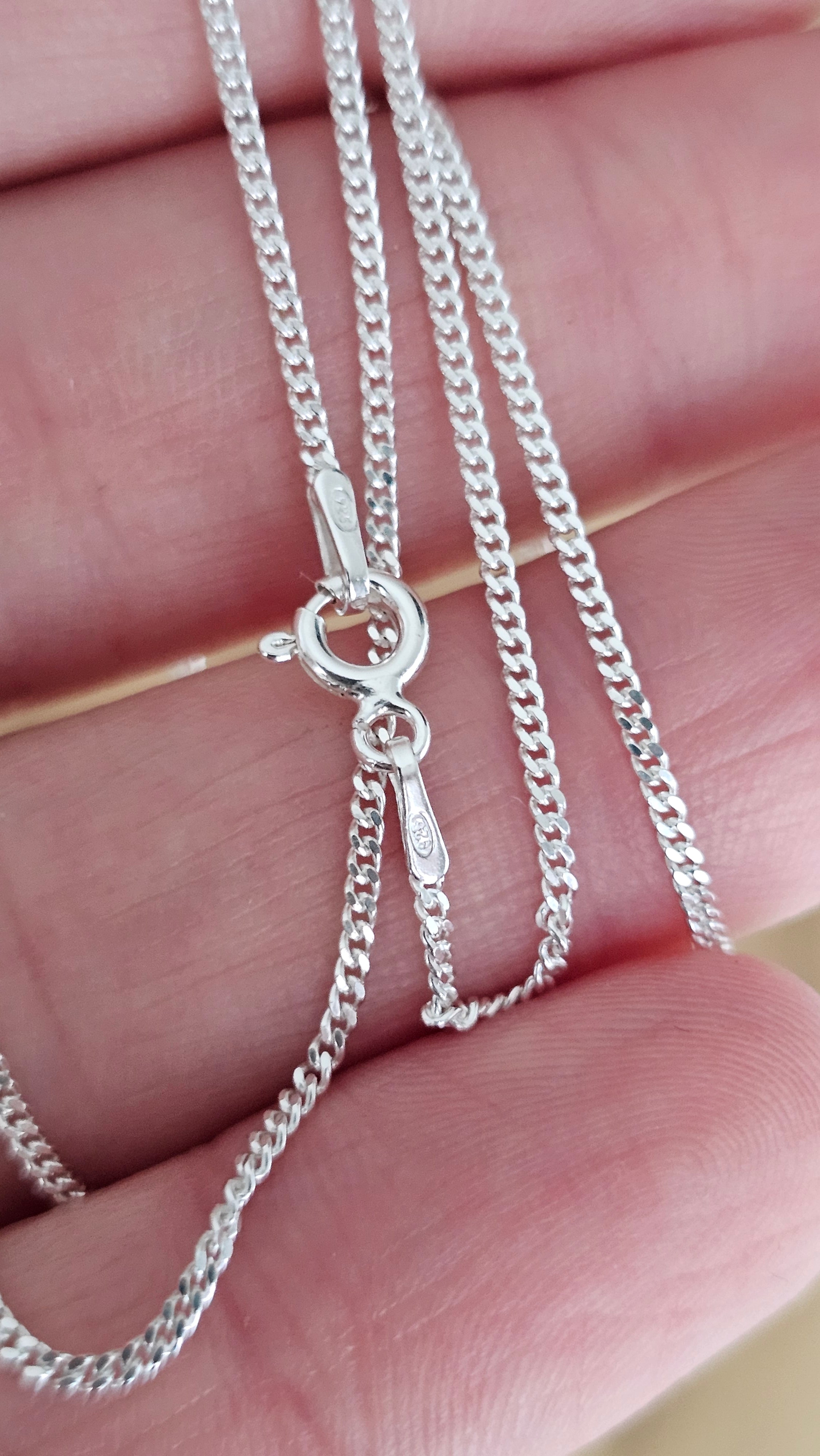 925 Sterling Silver Fine Curb Chain Necklace 22", 1.40mm Width