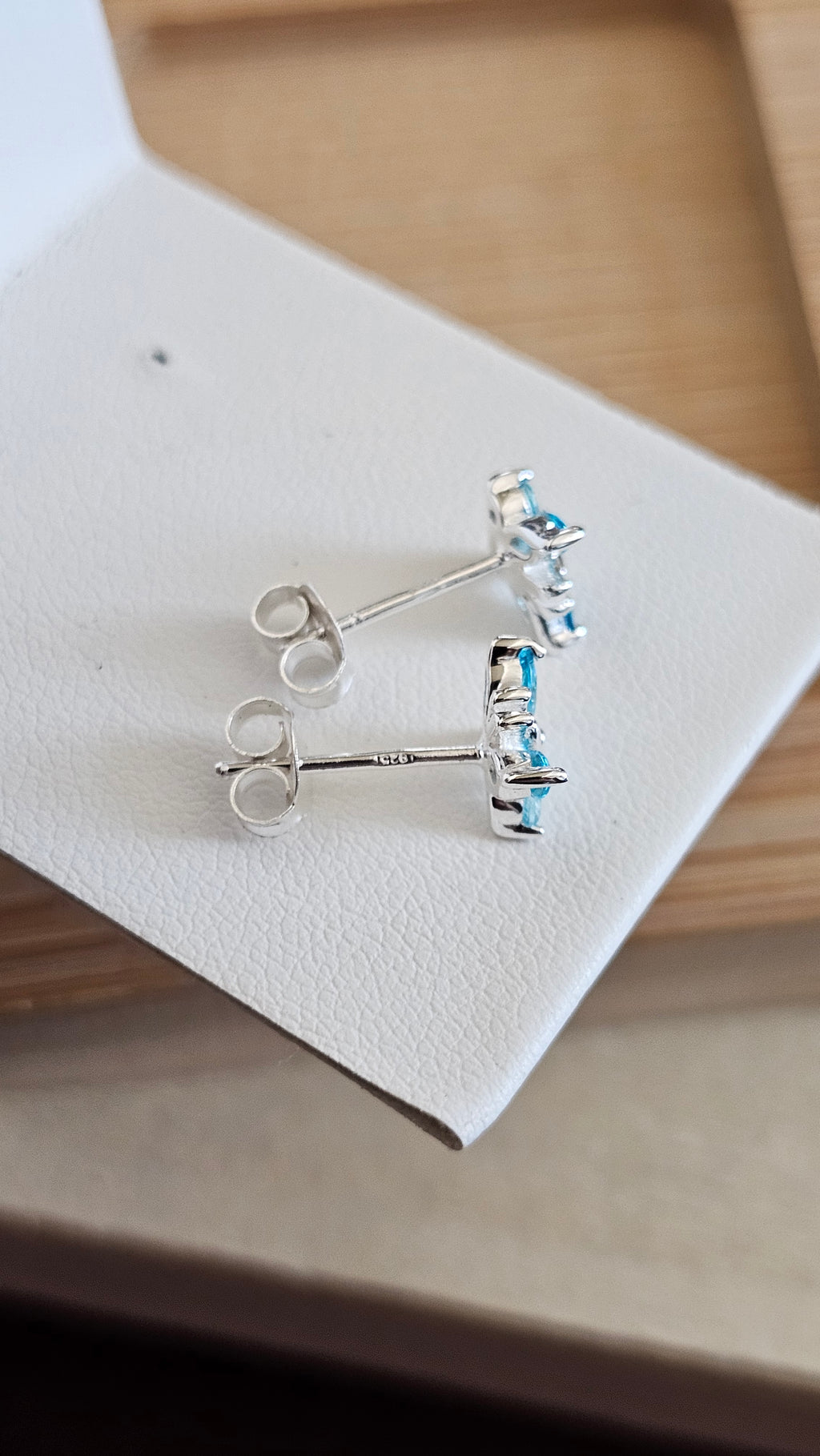 Dainty 925 Sterling Silver Blue CZ Butterfly Stud Earrings