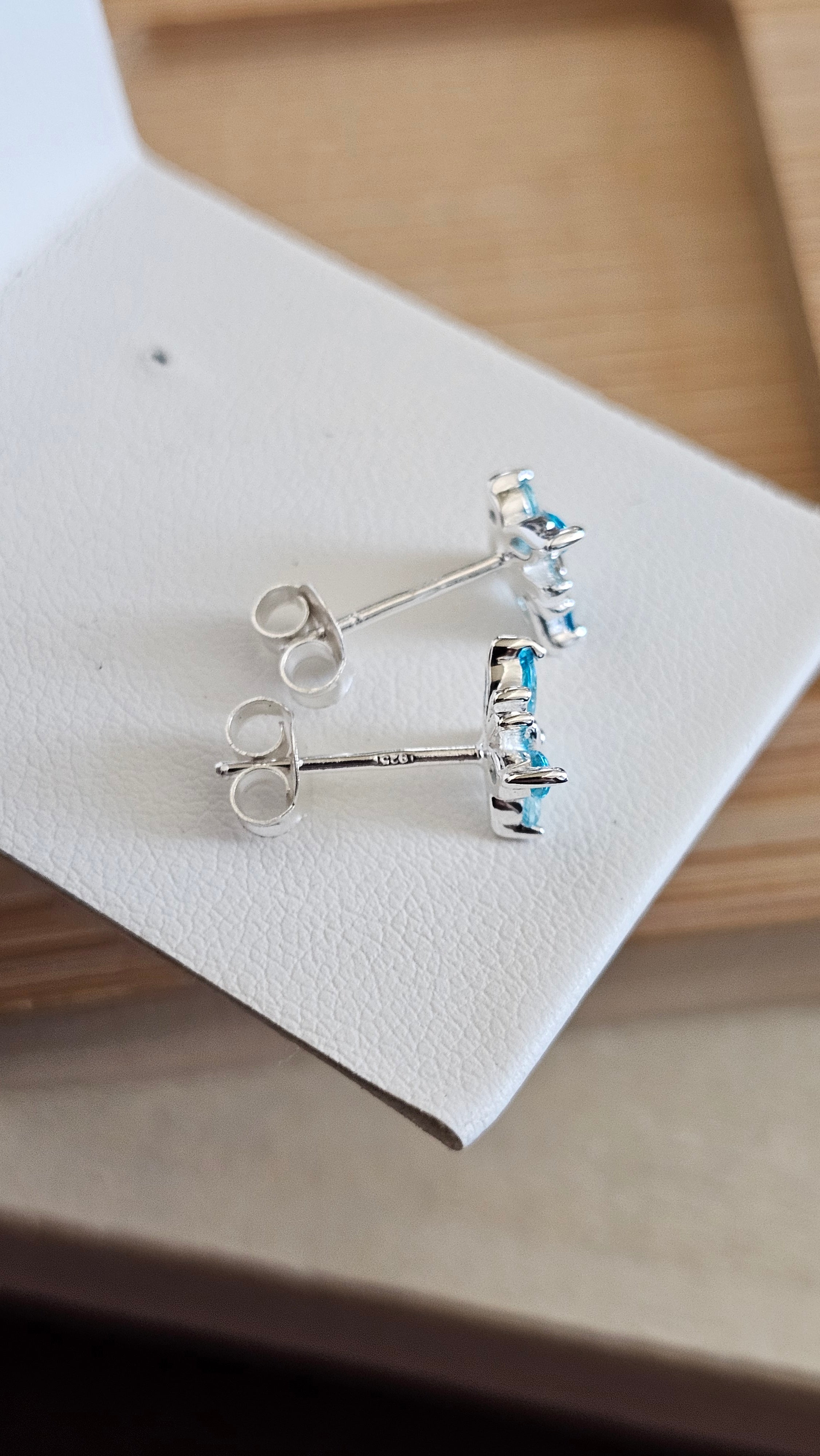 Dainty 925 Sterling Silver Blue CZ Butterfly Stud Earrings