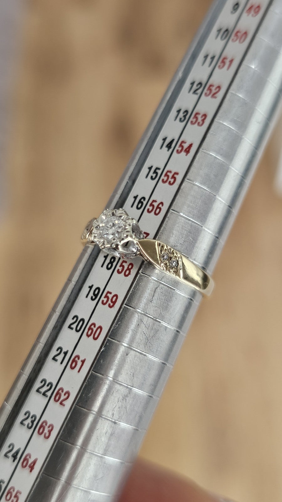 Vintage 9ct Yellow Gold 0.15ct Natural Diamond Illusion Set Ring Size Q 