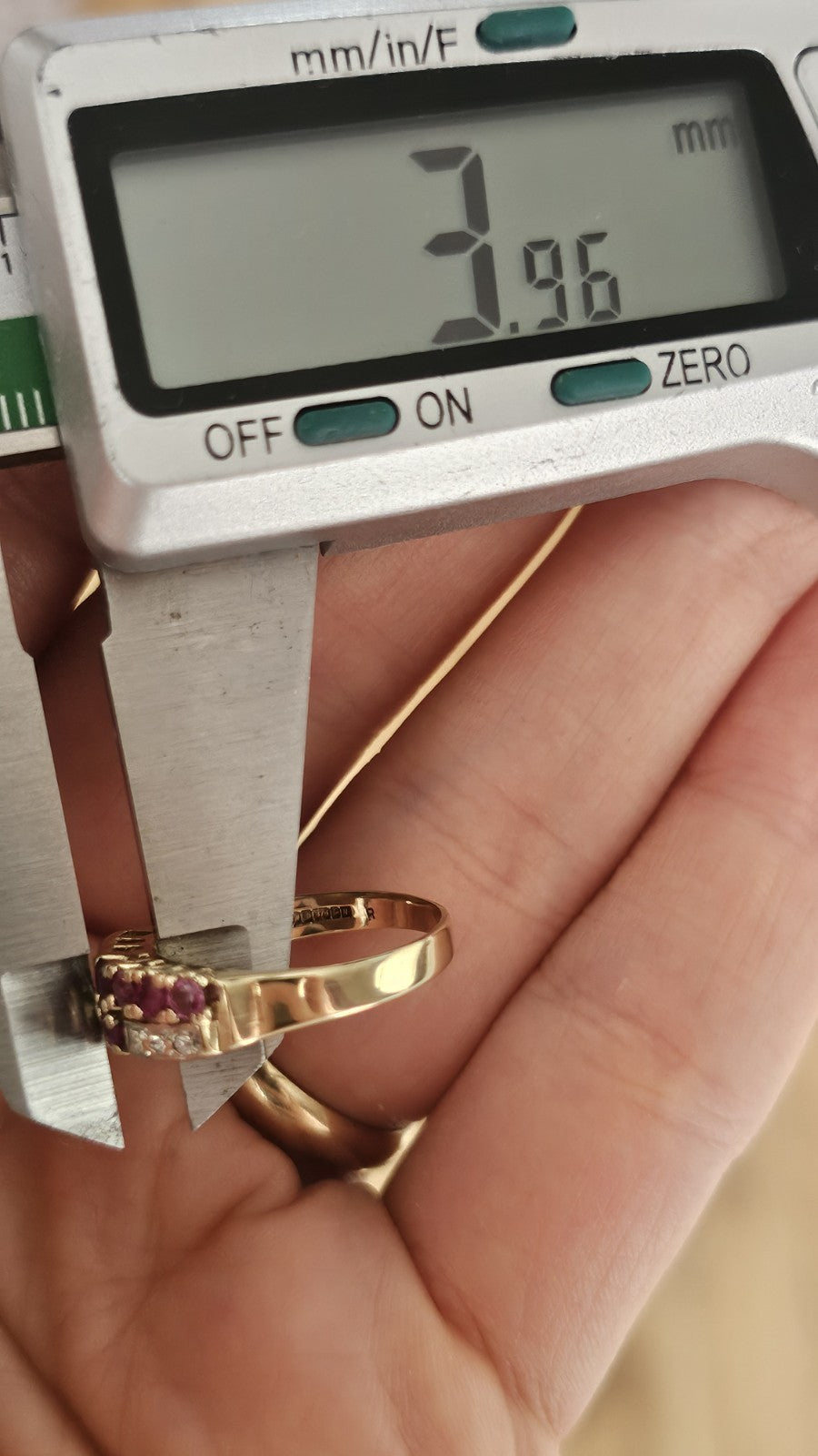 Vintage 1987 ,9ct Yellow Gold Natural Ruby & Diamond Double Row Ring Size M 1/2