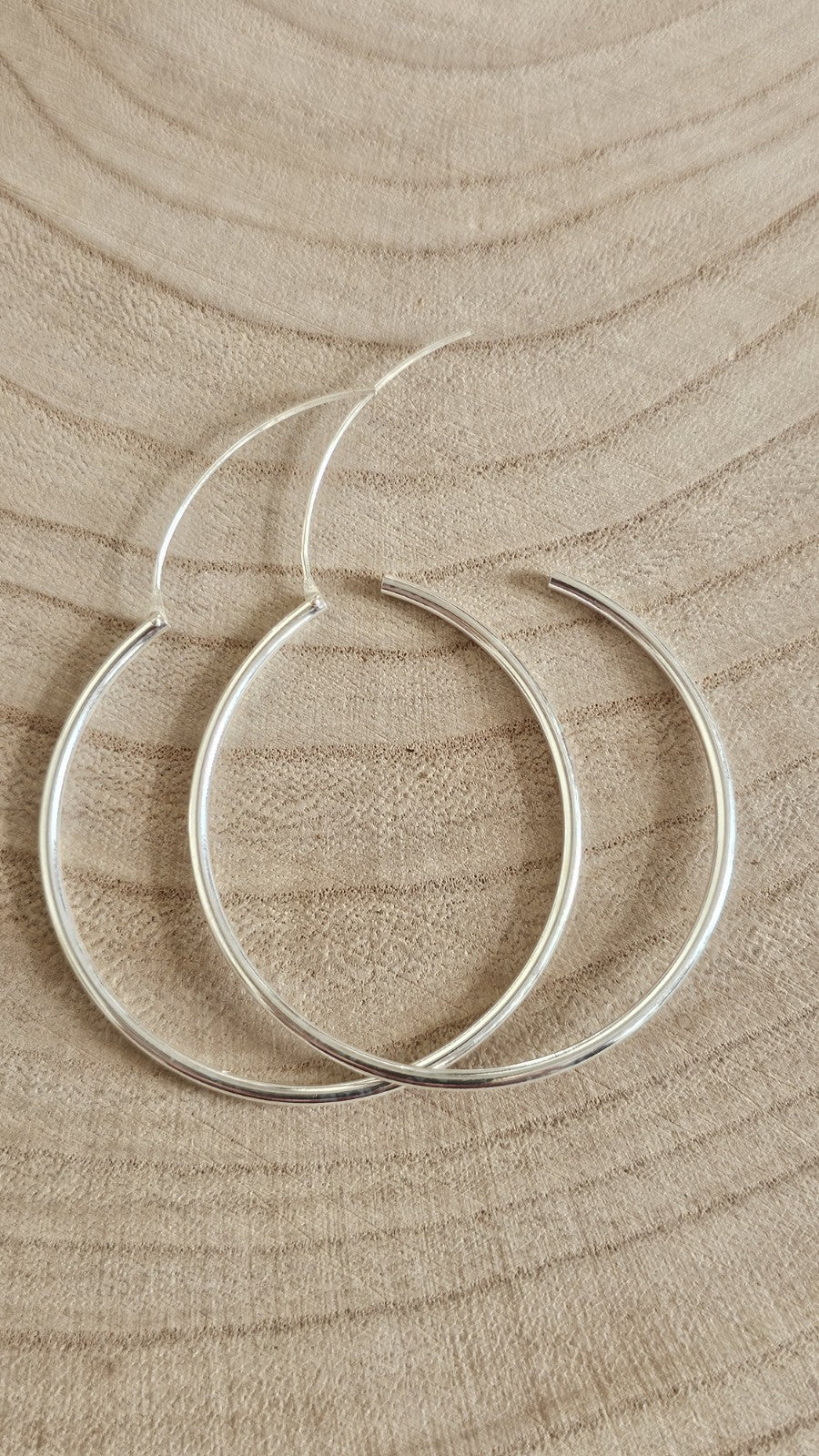 925 Sterling Silver Large Hoop Earrings 50mm Classic Thin Round Hoops , New