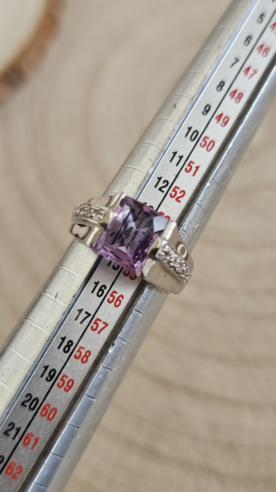 925 Sterling Silver Amethyst & Cubic Zirconia Ring – Size N 1/2 – 4.55g