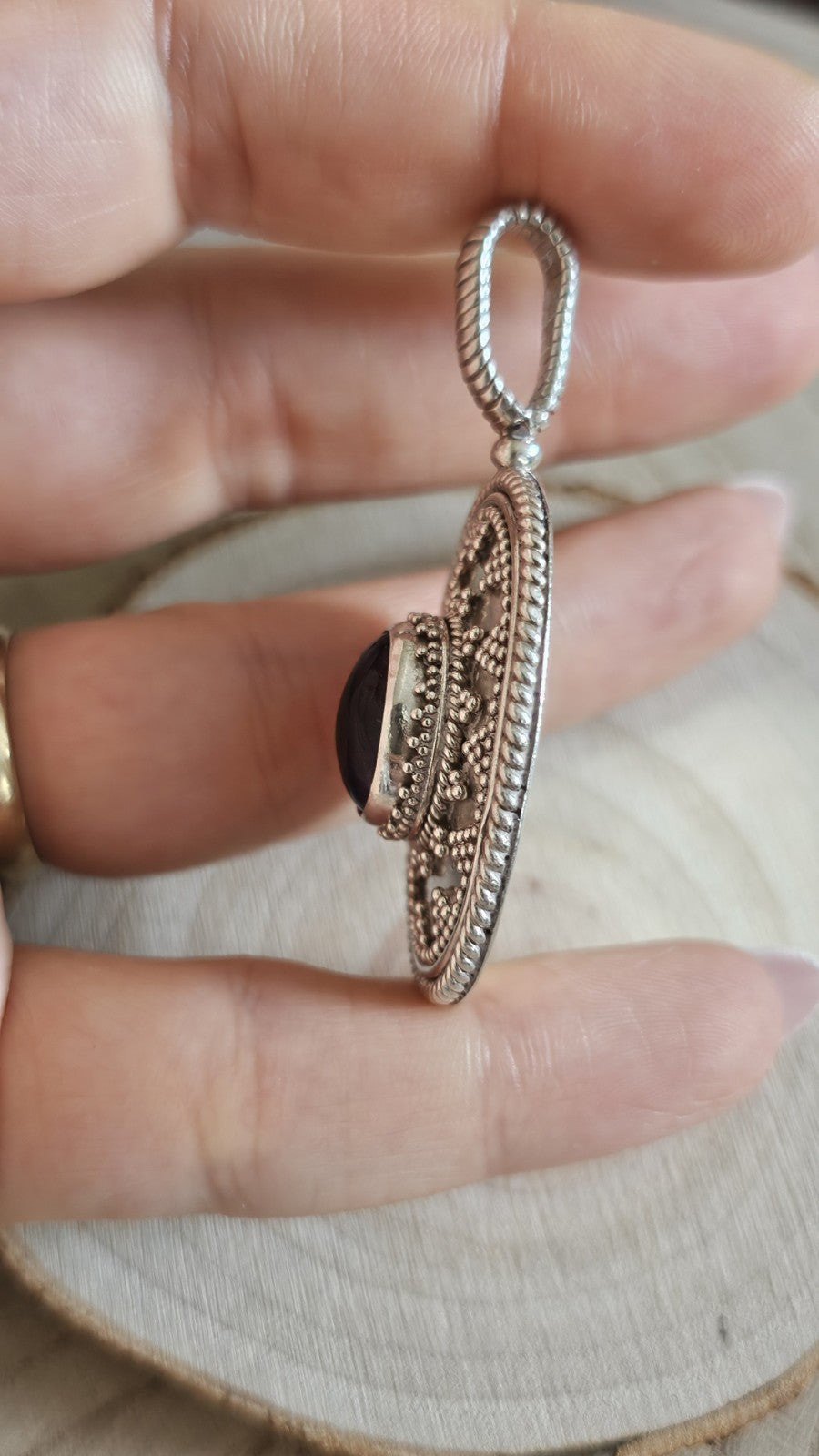 BA SUARTI 925 Sterling Silver Amethyst Pendant Large Ornate 18.12g Hallmarked
