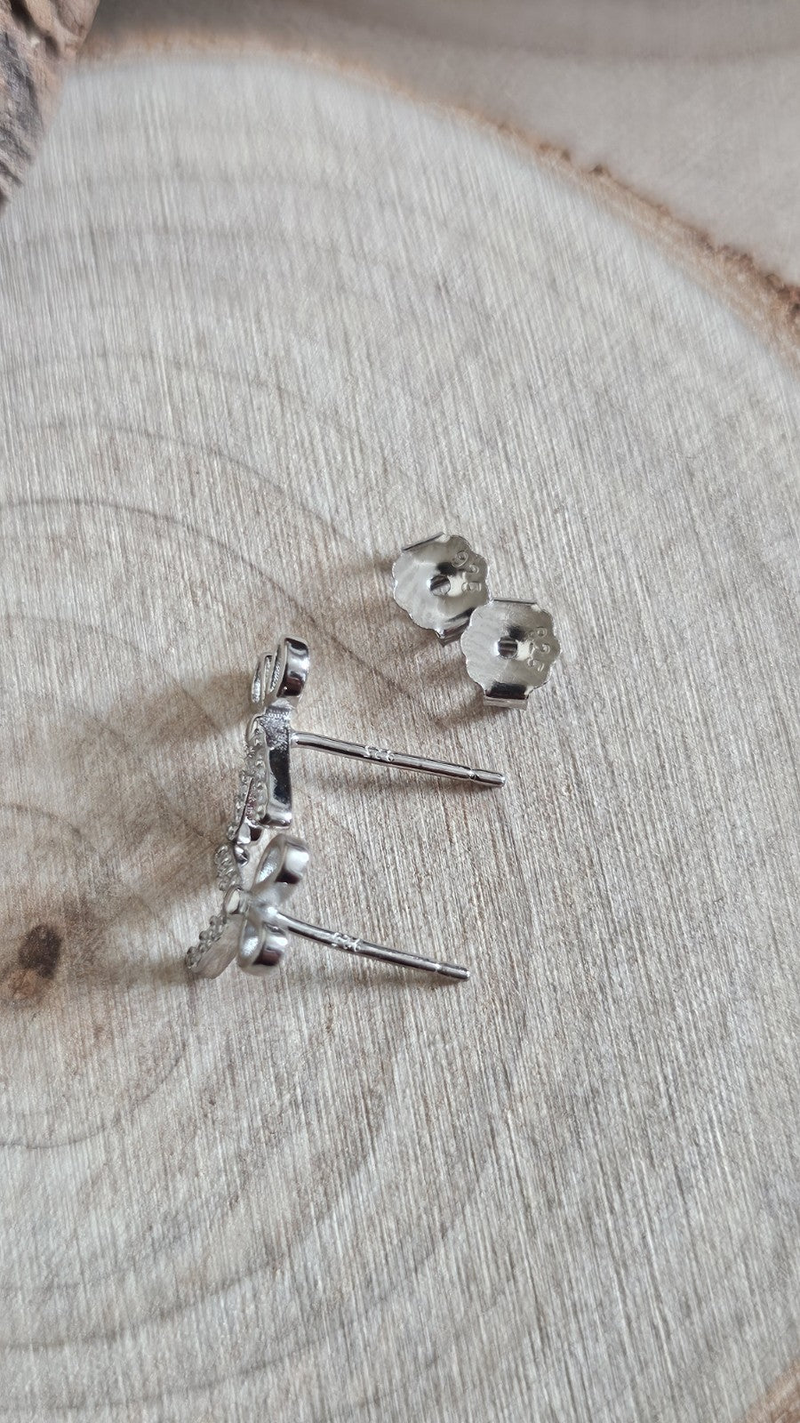 925 Sterling Silver CZ Craft Scissors Stud Earrings – Rhodium Plated, New Boxed