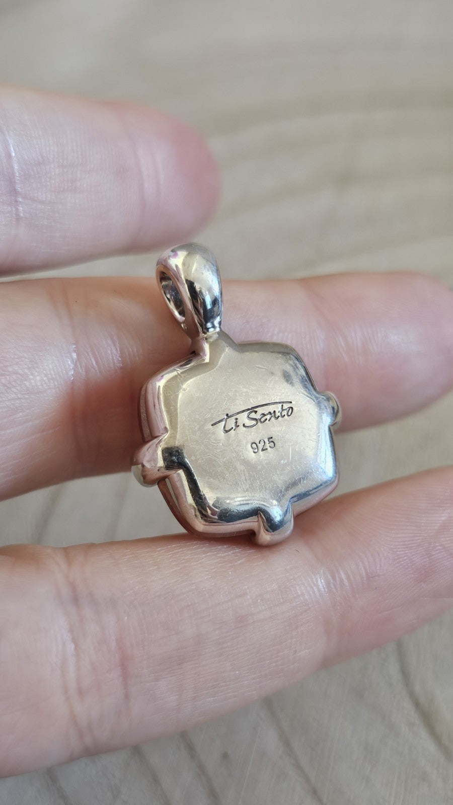 TI SENTO Milano 925 Sterling Silver Peach Faceted Cushion Pendant 17.14g