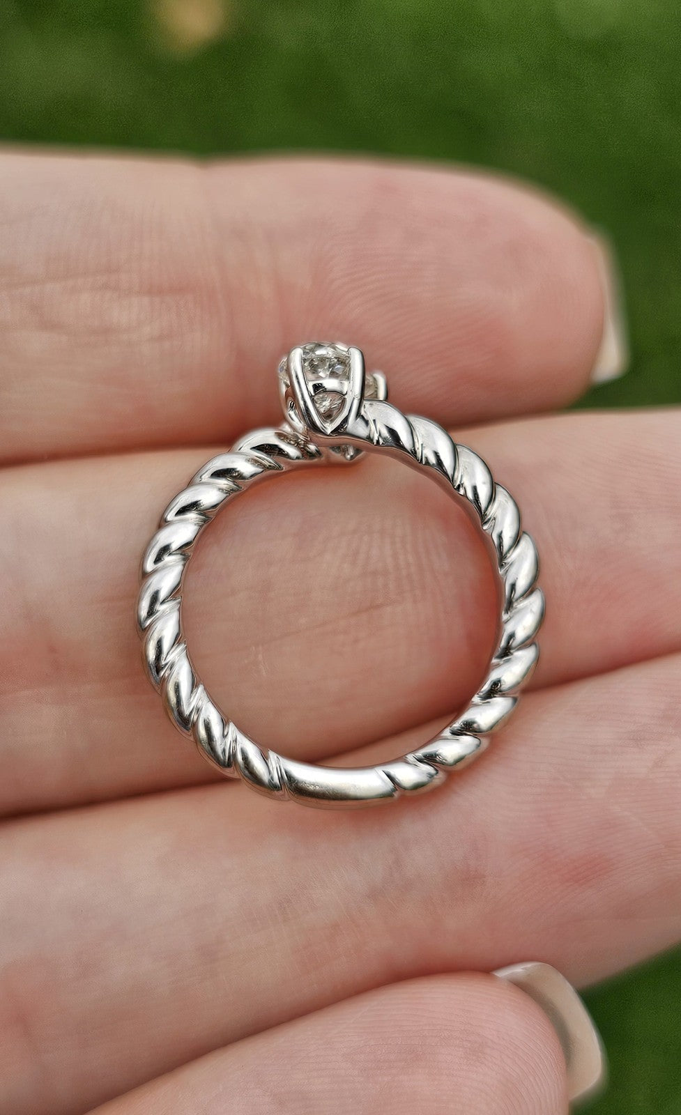 14K White Gold 1.00ct Crown of Light Natural Diamond Unity Ring WGI, size M1/2