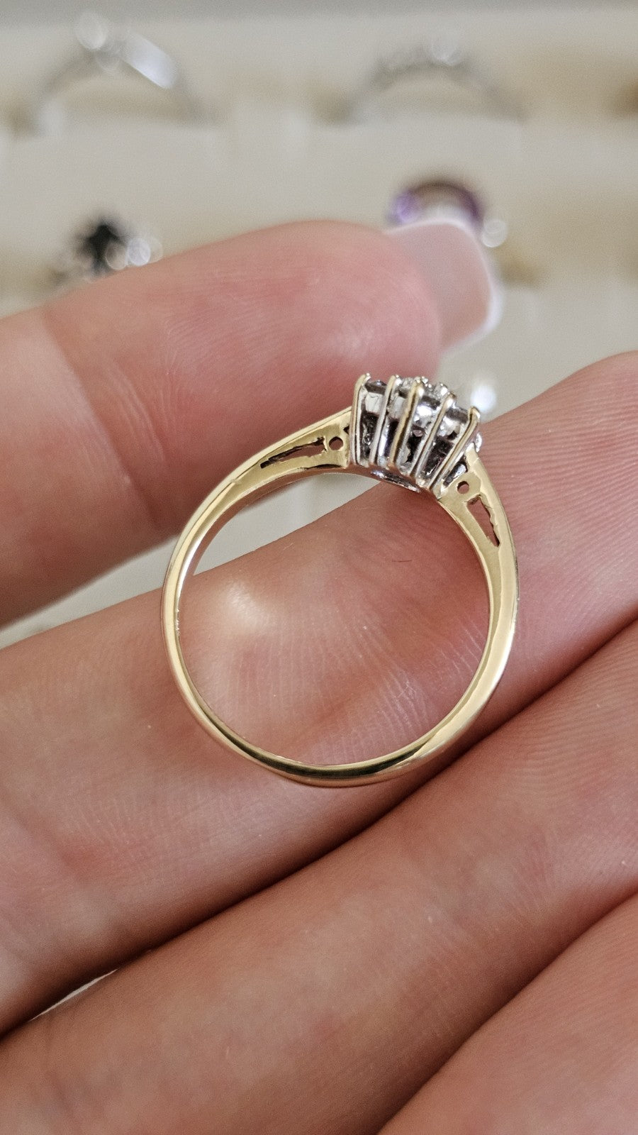 💎 9ct Yellow Gold 0.33ct Natural Diamond Cluster Ring , Size N 💛