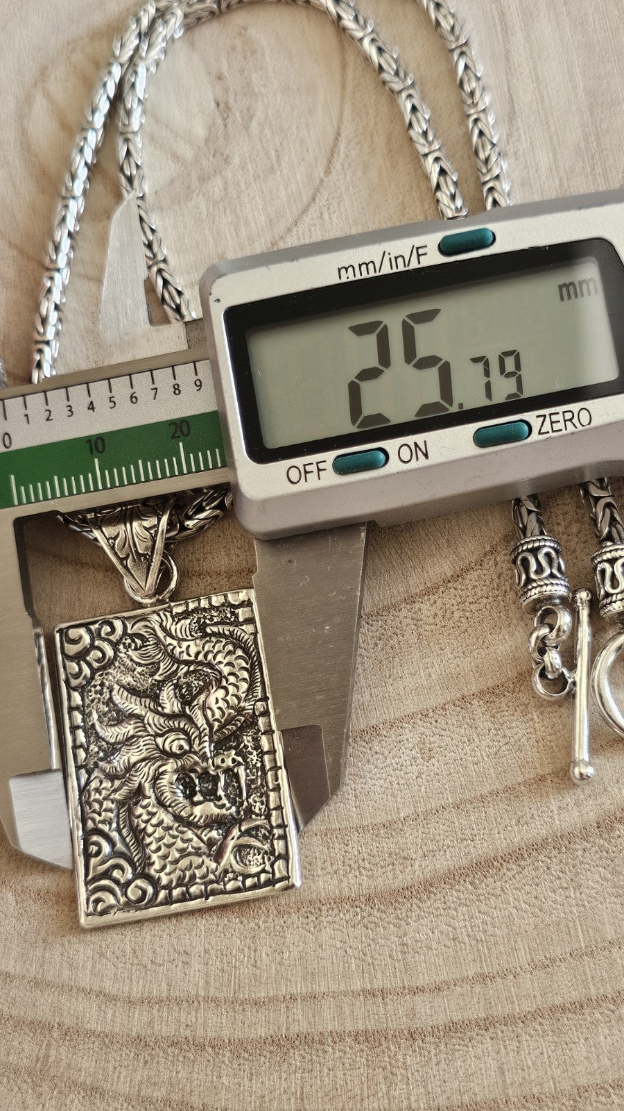 BA SUARTI 925 Sterling Silver Dragon Pendant Necklace 18" Heavy 38.27g