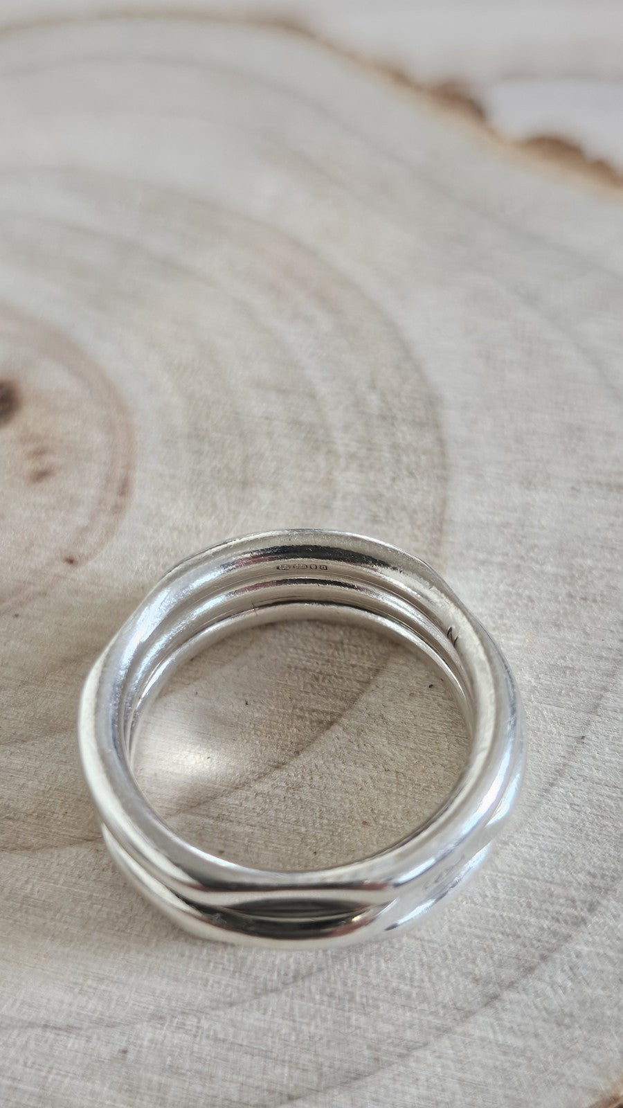 Links of London 925 Sterling Silver Triple Band Spinner Ring , Size M 1/2
