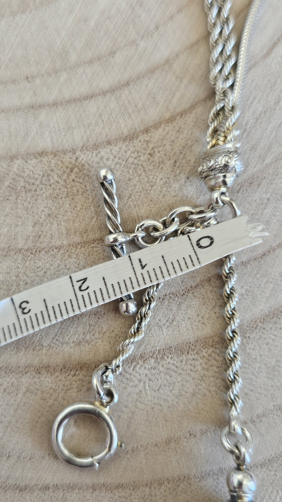 Antique Victorian 900 Silver Albertina Watch Chain Bracelet Tassel 17.88g