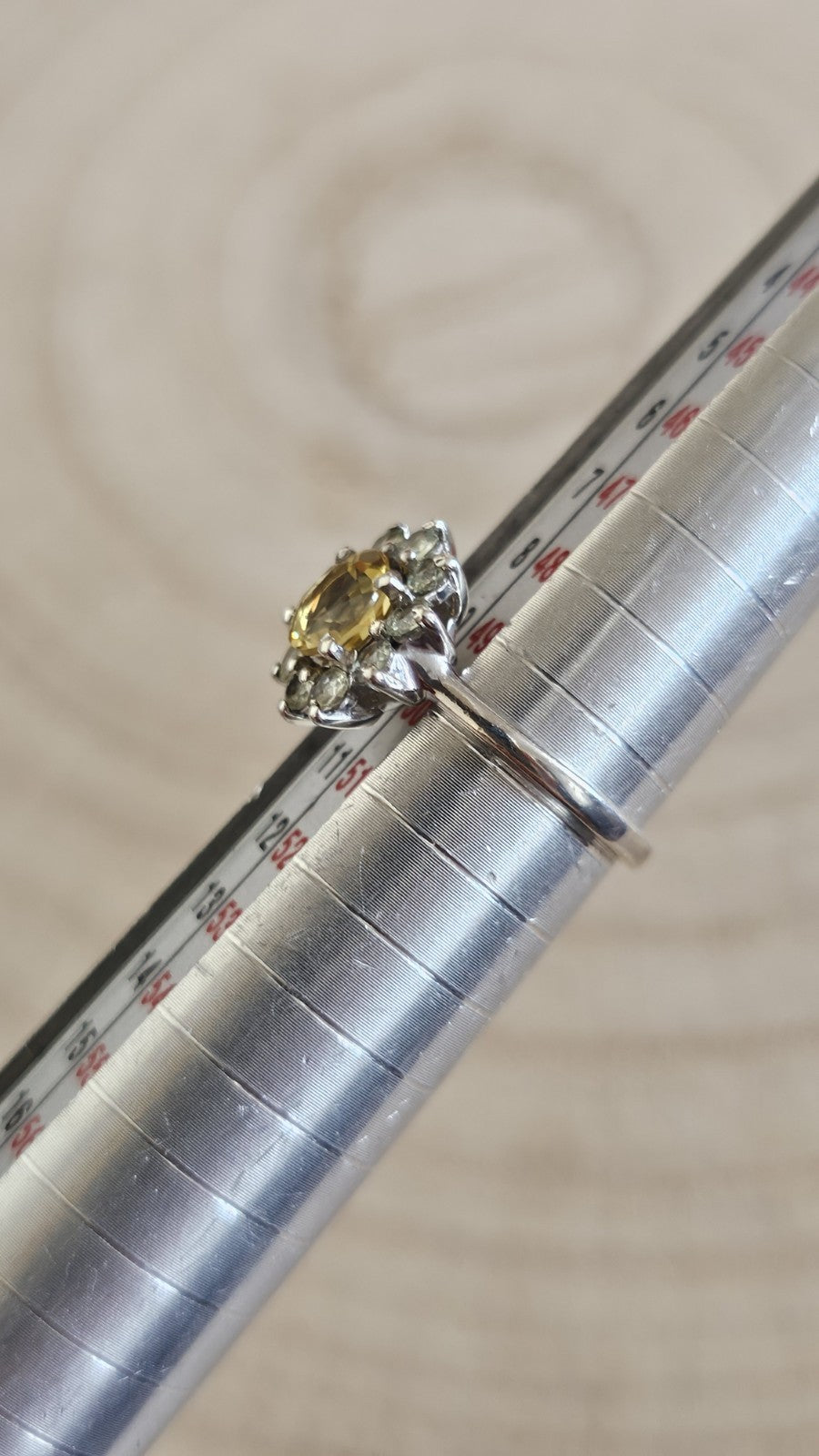 925 Sterling Silver Yellow Green Sapphire Cluster Ring TGGC Size J 1/2