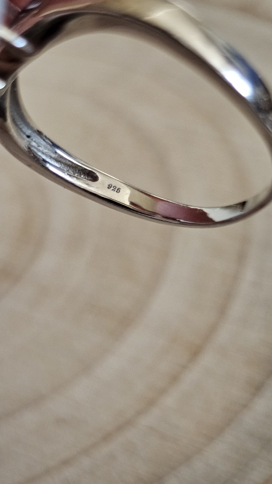 TGGC 925 Sterling Silver Pink Tourmaline Heart Ring Size S – 3.08g