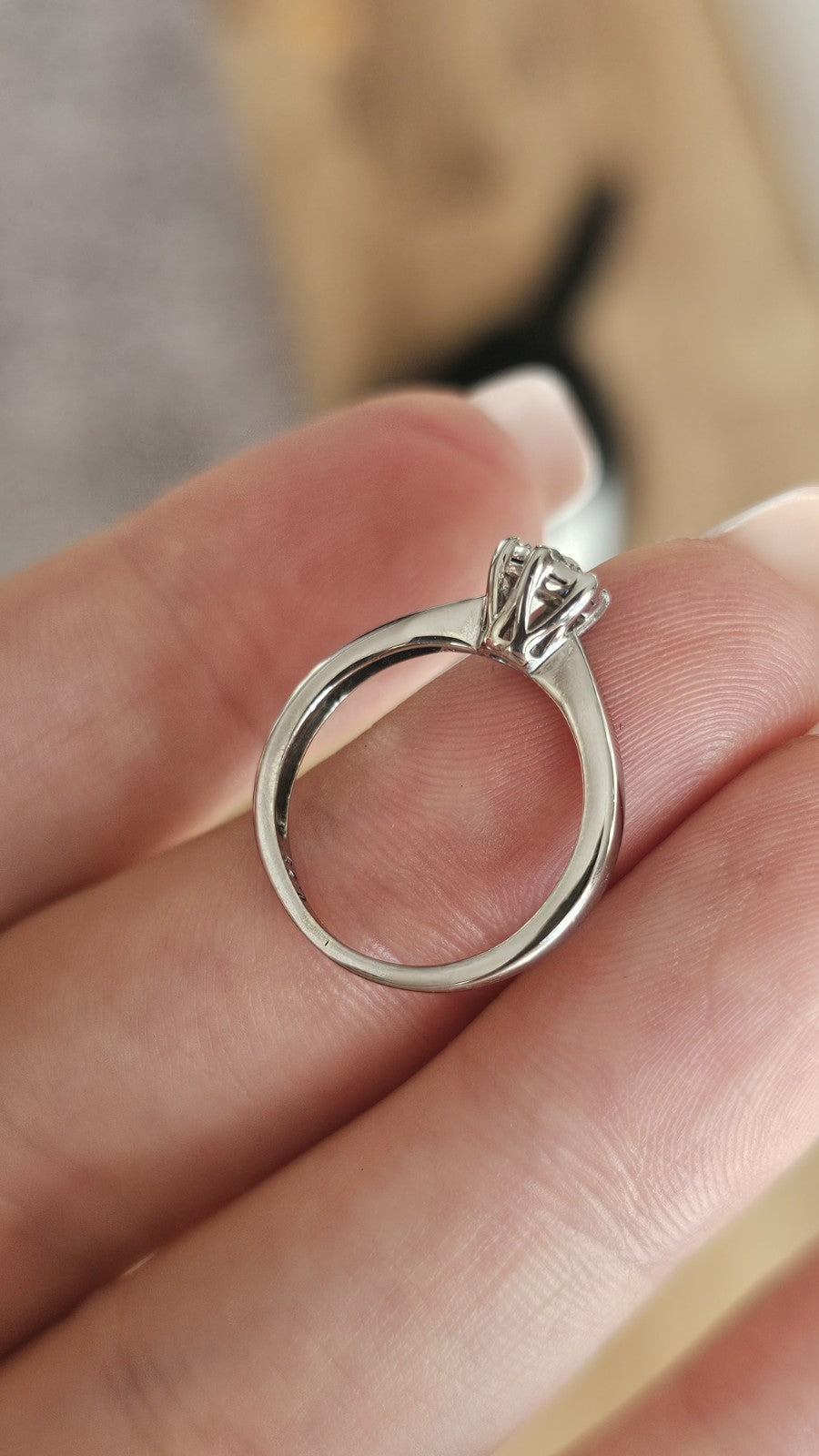 💎 9ct White Gold 0.25ct Natural Diamond Solitaire Ring – G-H ,size L 💍✨