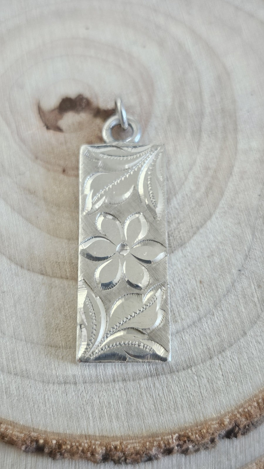 Vintage 1977 Sterling Silver Floral Engraved Ingot Pendant Birmingham L&N 