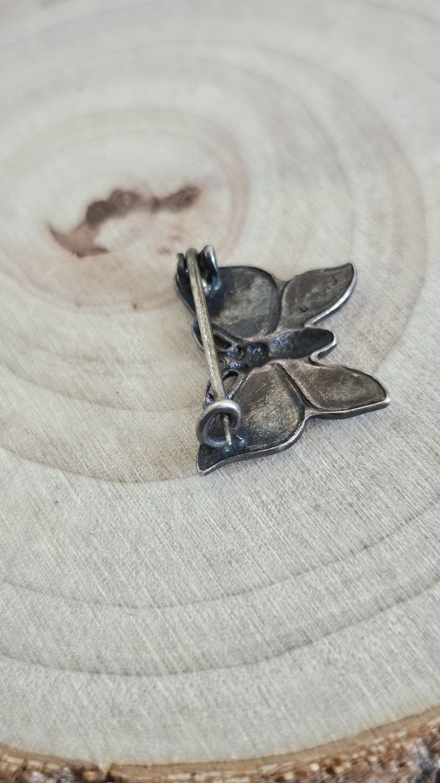 Vintage Silver Purple Enamel Butterfly Brooch Pin 21.6mm 3g