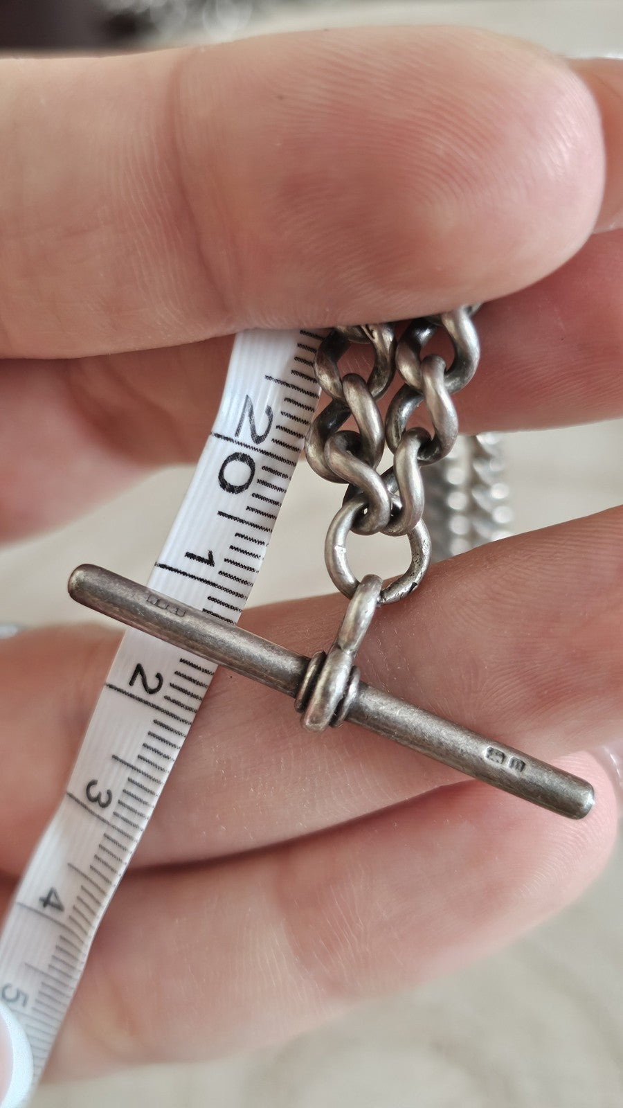 Antique HB&S Sterling Silver Albert Watch Chain Bracelet 35.11g 8.4" Hallmarked