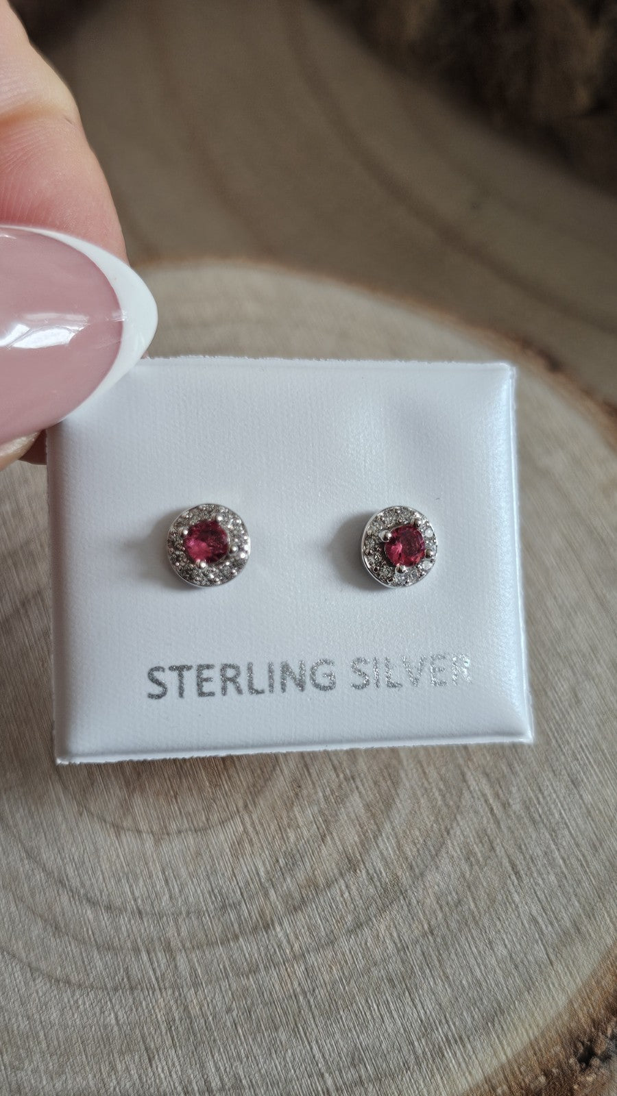 925 Sterling Silver fuchsia pink CZ Halo Stud Earrings 6mm Sparkling Round Studs